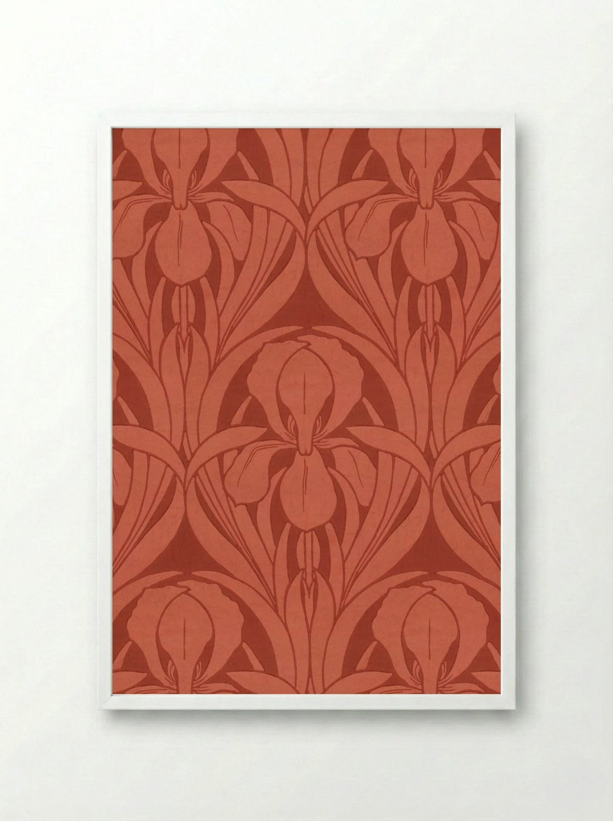 The Templemore (Floral Textile Design) - Fine Art Print - Framed Print White
