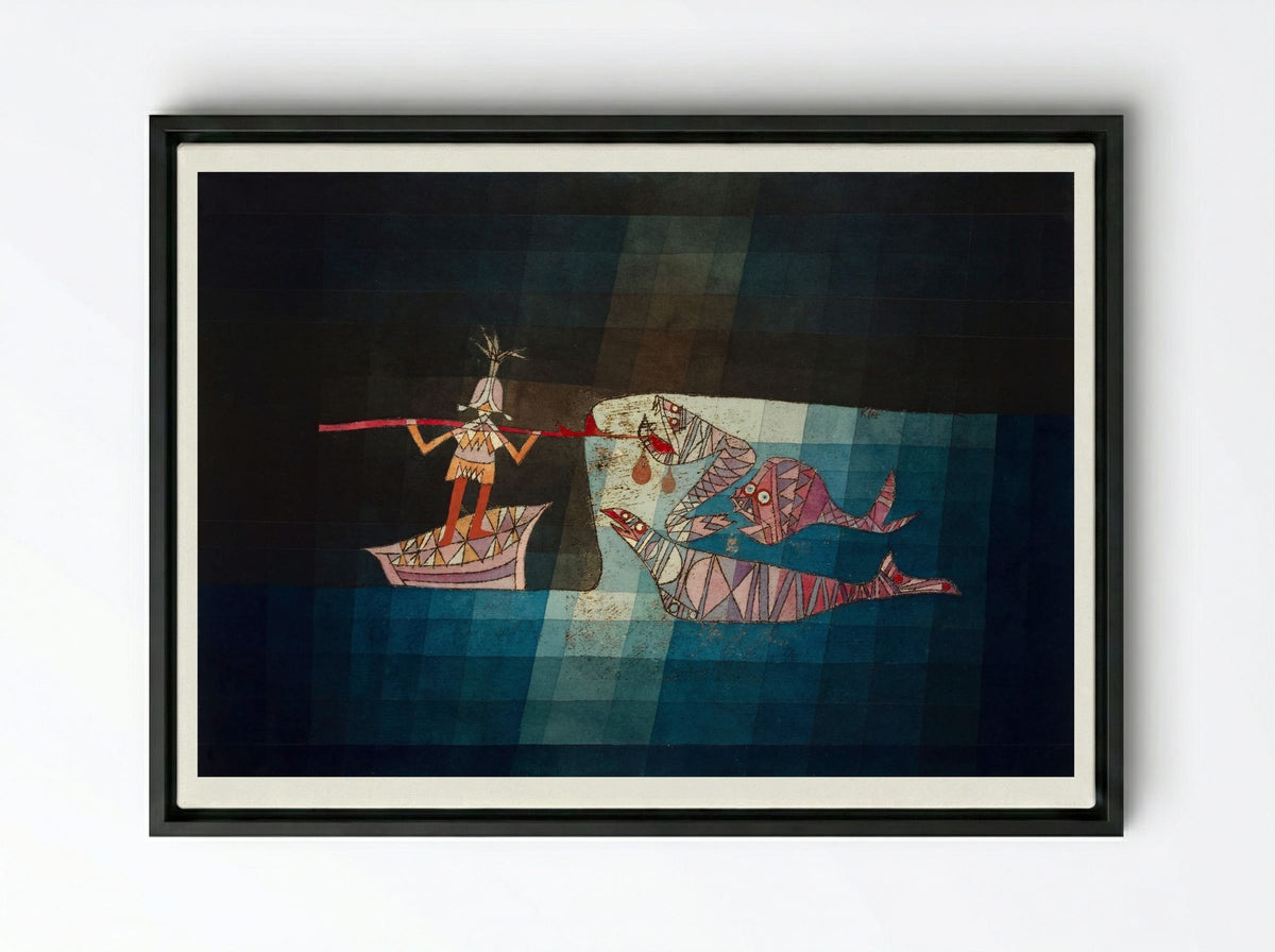 Battle Scene from 'The Seafarers' - Paul Klee - Framed Canvas Black