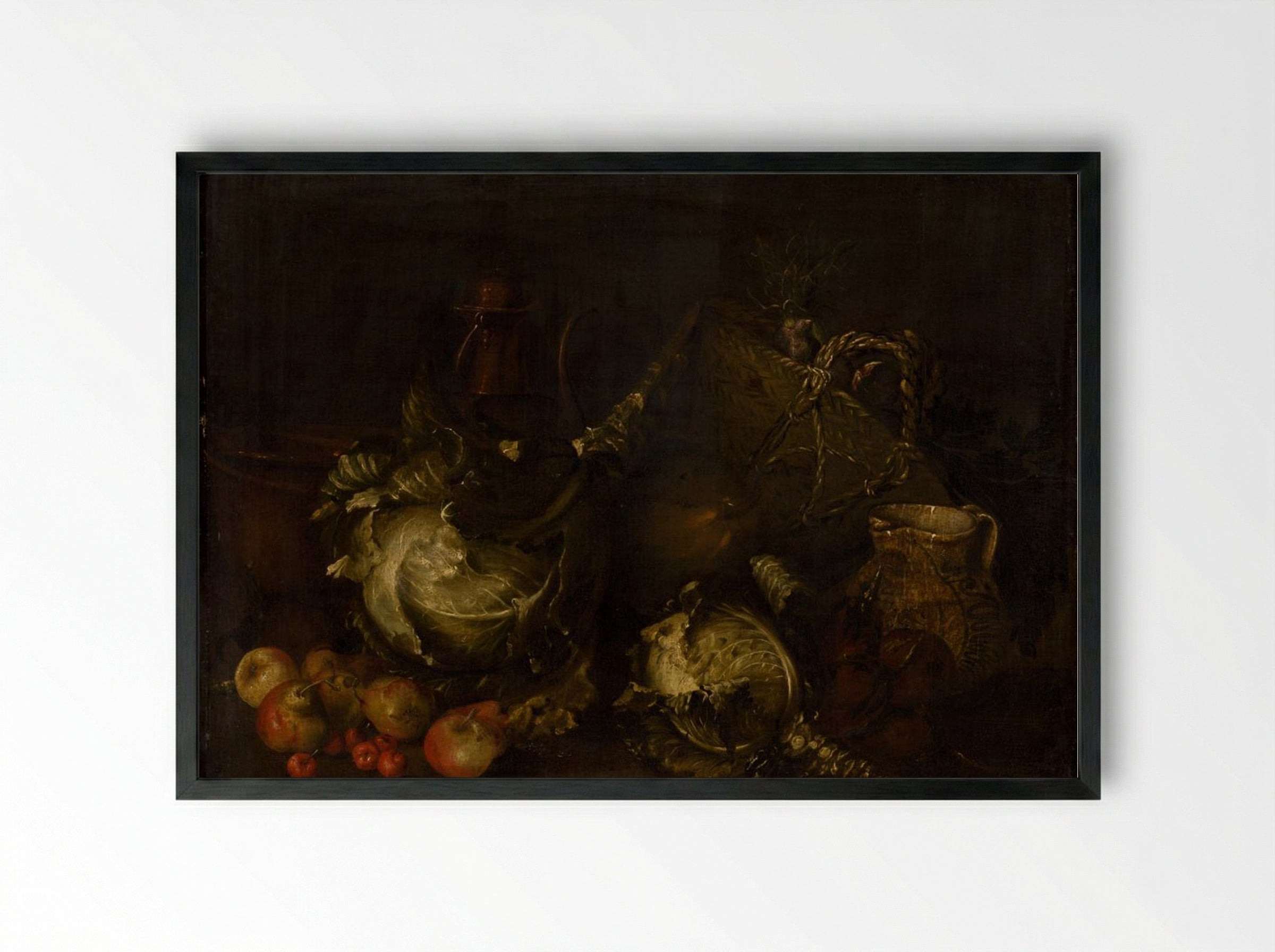 Still Life with Vegetables and Fruit - Fine Art Print - Framed Print Black