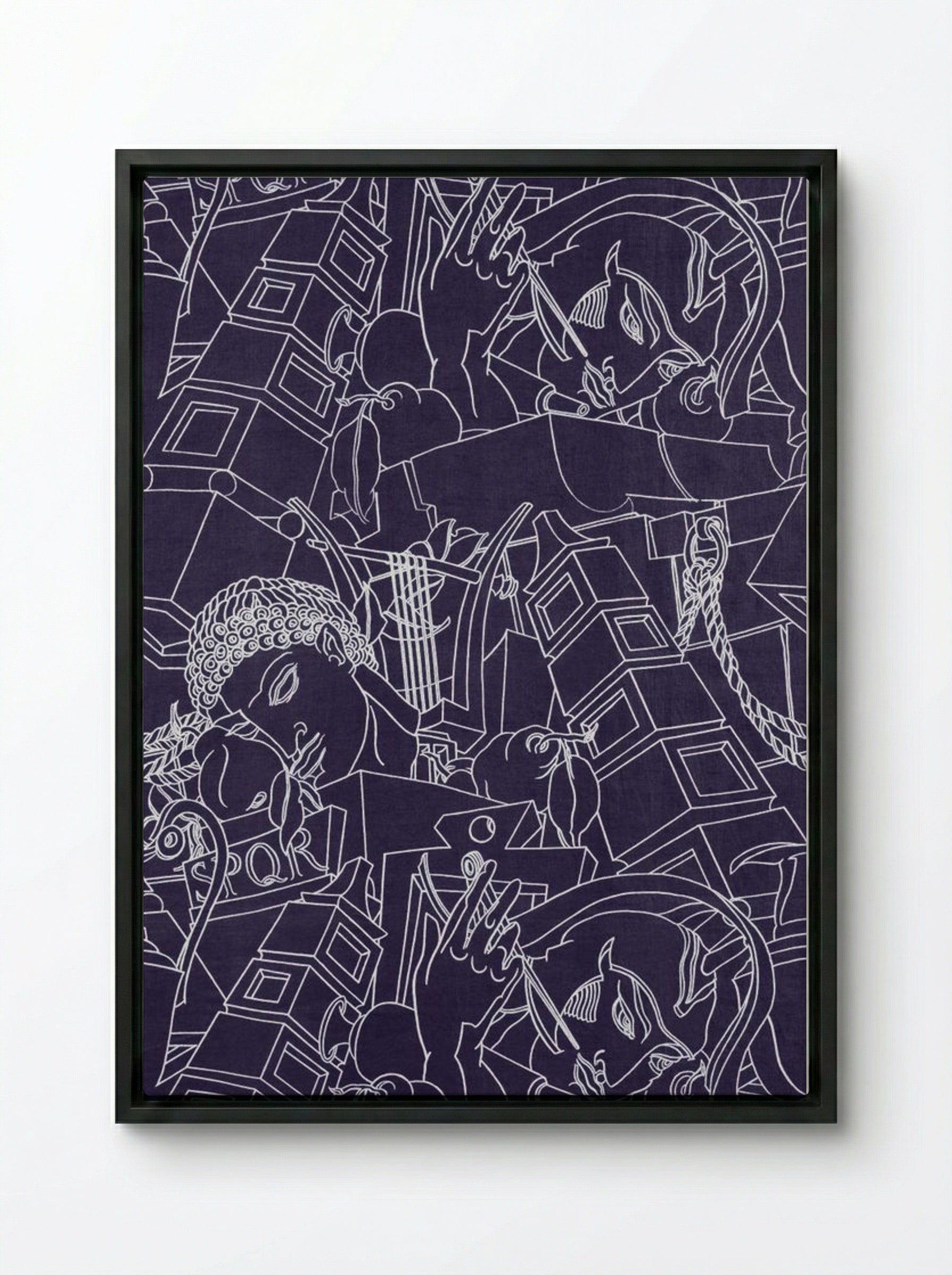 SPQR (Textile Design) - Victor Proetz - Framed Canvas Black