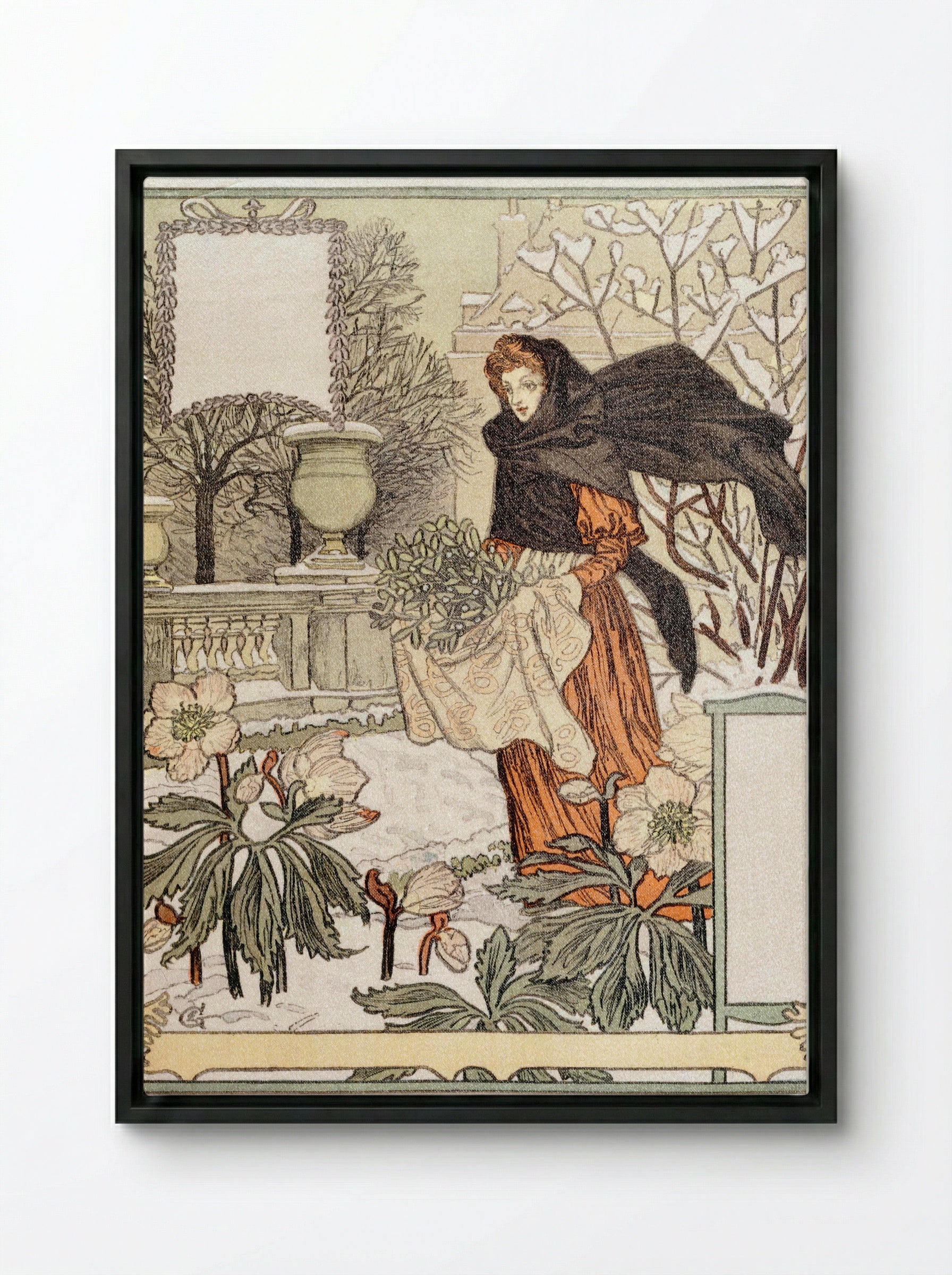 Allégorie du mois de Décembre - Eugène Grasset - Framed Canvas Black