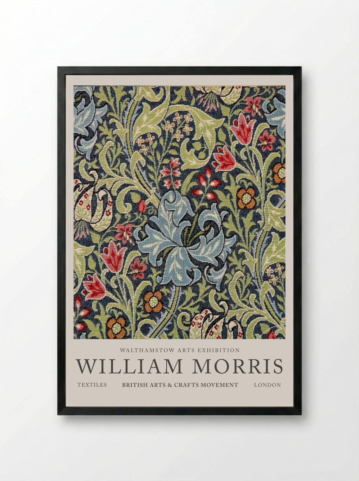 Golden Damask Tapestry - William Morris Collection - Framed Print Black