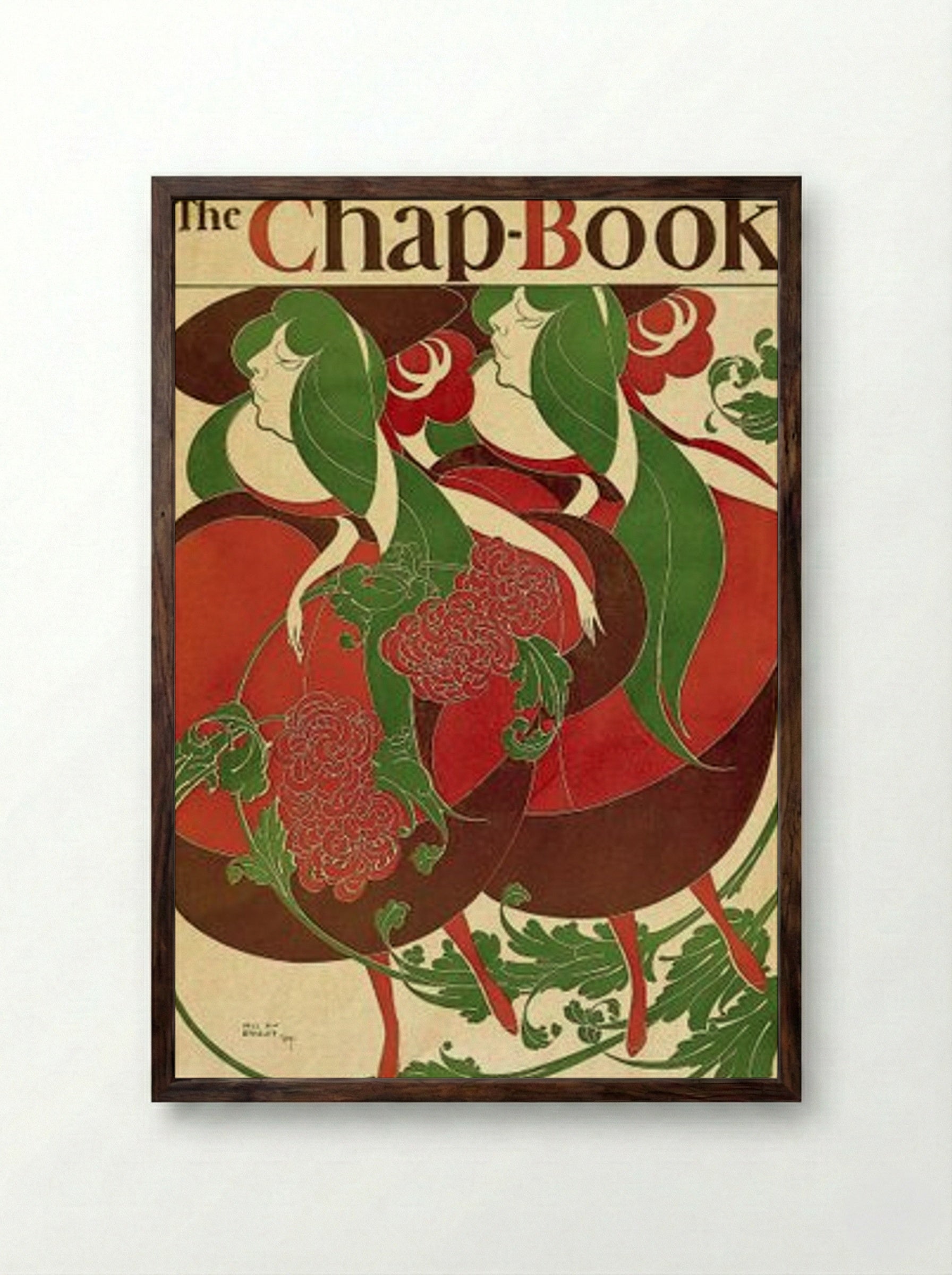 The Chap-Book: The Twins, May (Cover Design) - Will H. Bradley - Framed Print Dark Wood