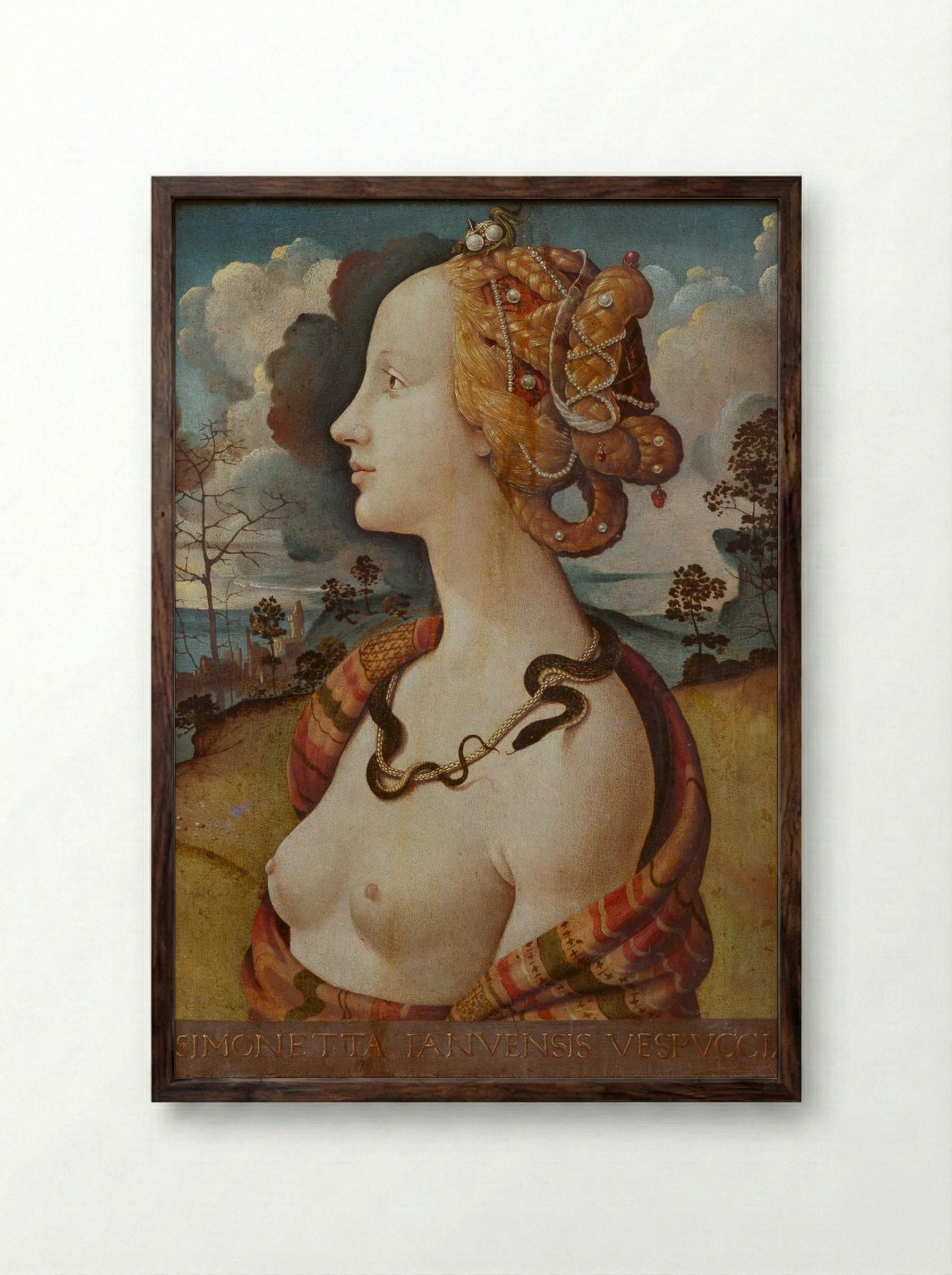 Portrait of Simonetta Vespucci - Piero di Cosimo - Framed Print Dark Wood