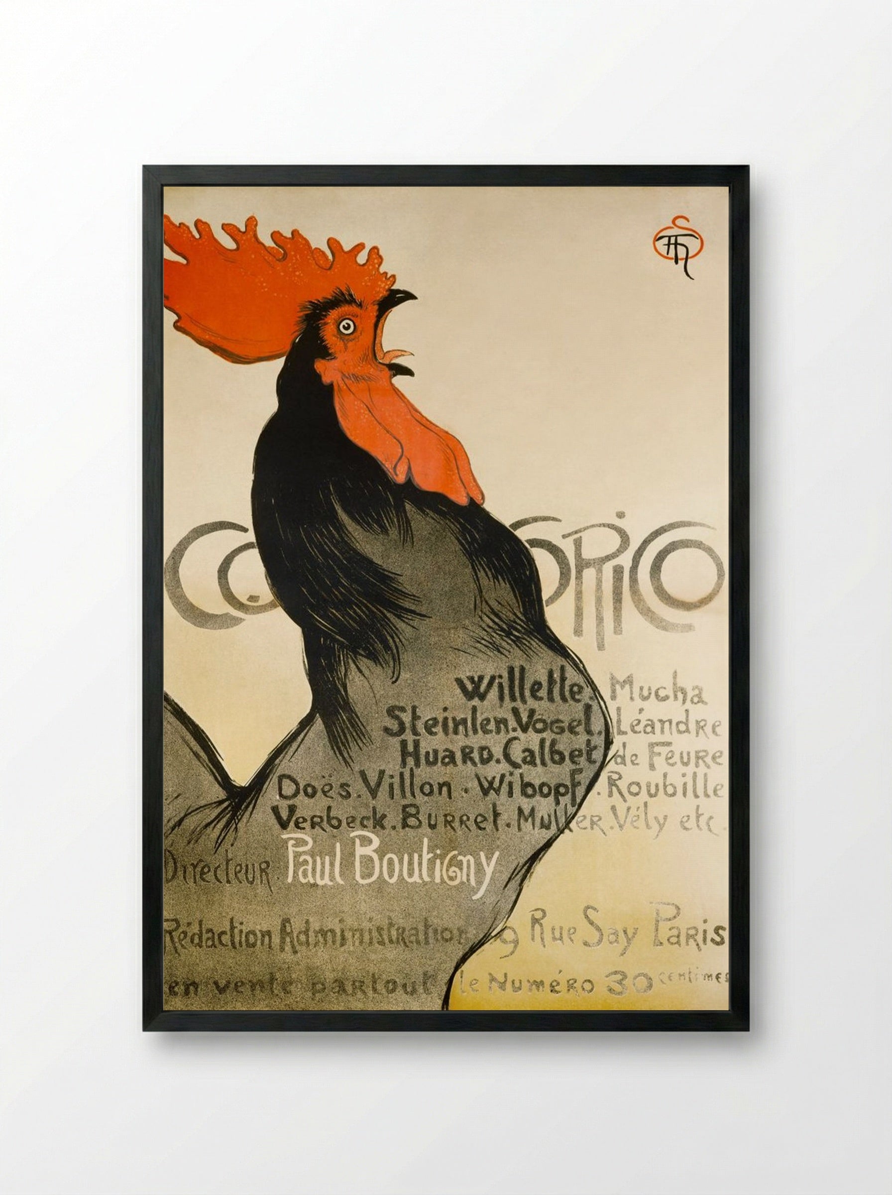 Cocorico - Théophile-Alexandre Steinlen - Framed Print Black