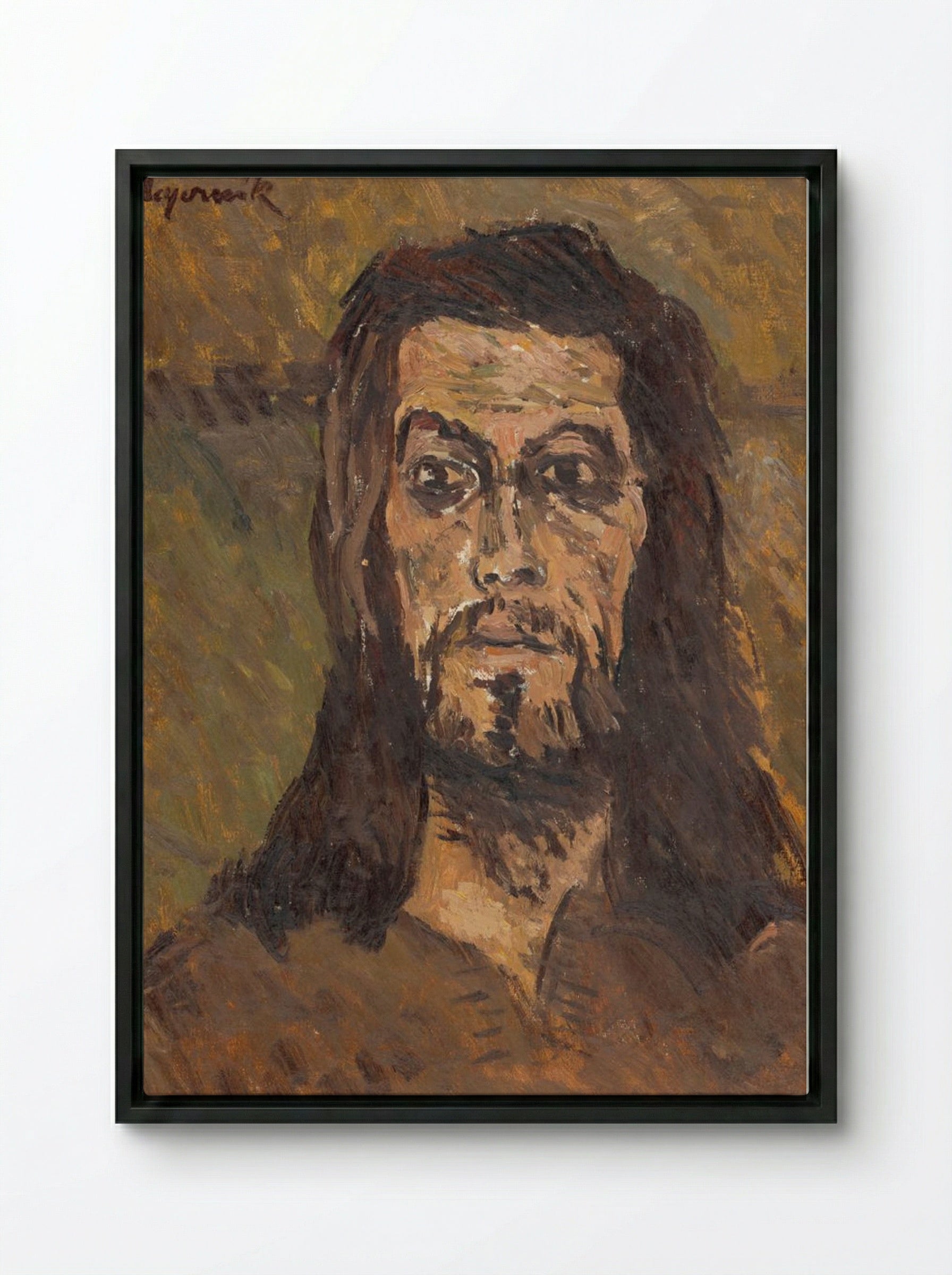 The Head of Saint John the Baptist - Cyprián Majerník - Framed Canvas Black