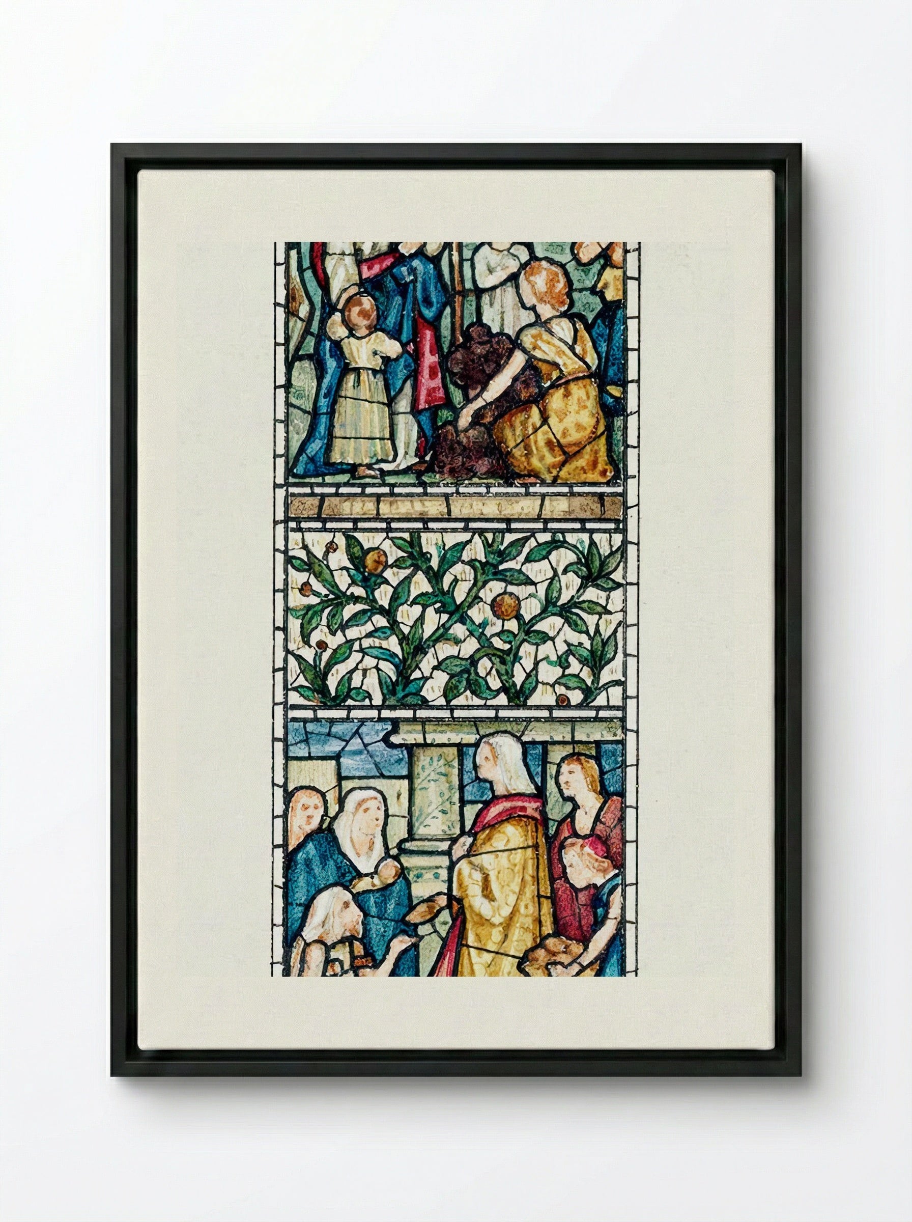 Design for Stained Glass, Southeast Window, Nave, Paisley Abbey, Scotland - Edward Burne-Jones - Framed Canvas Black