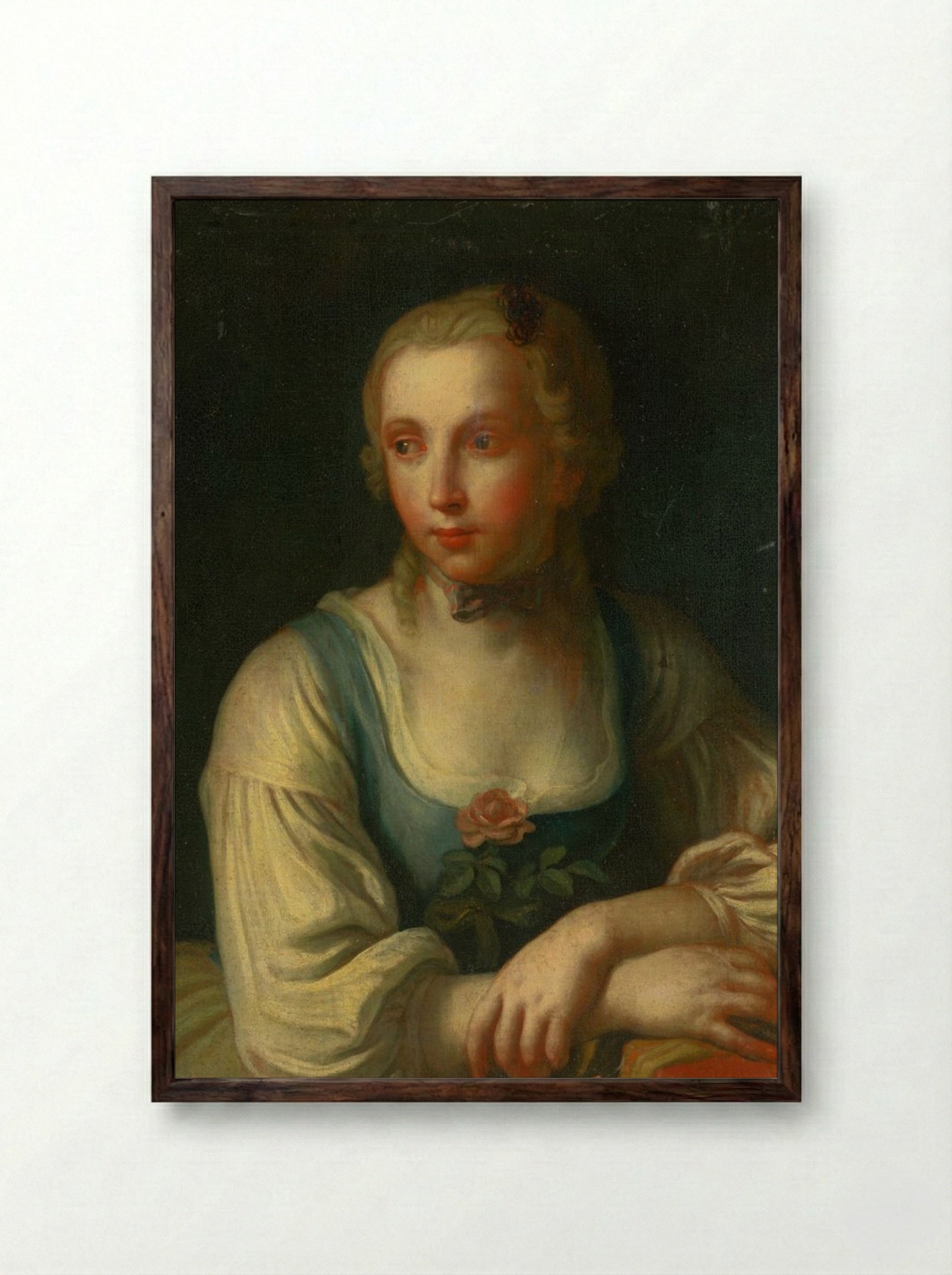 Portrait of a Girl - Fine Art Print - Framed Print Dark Wood