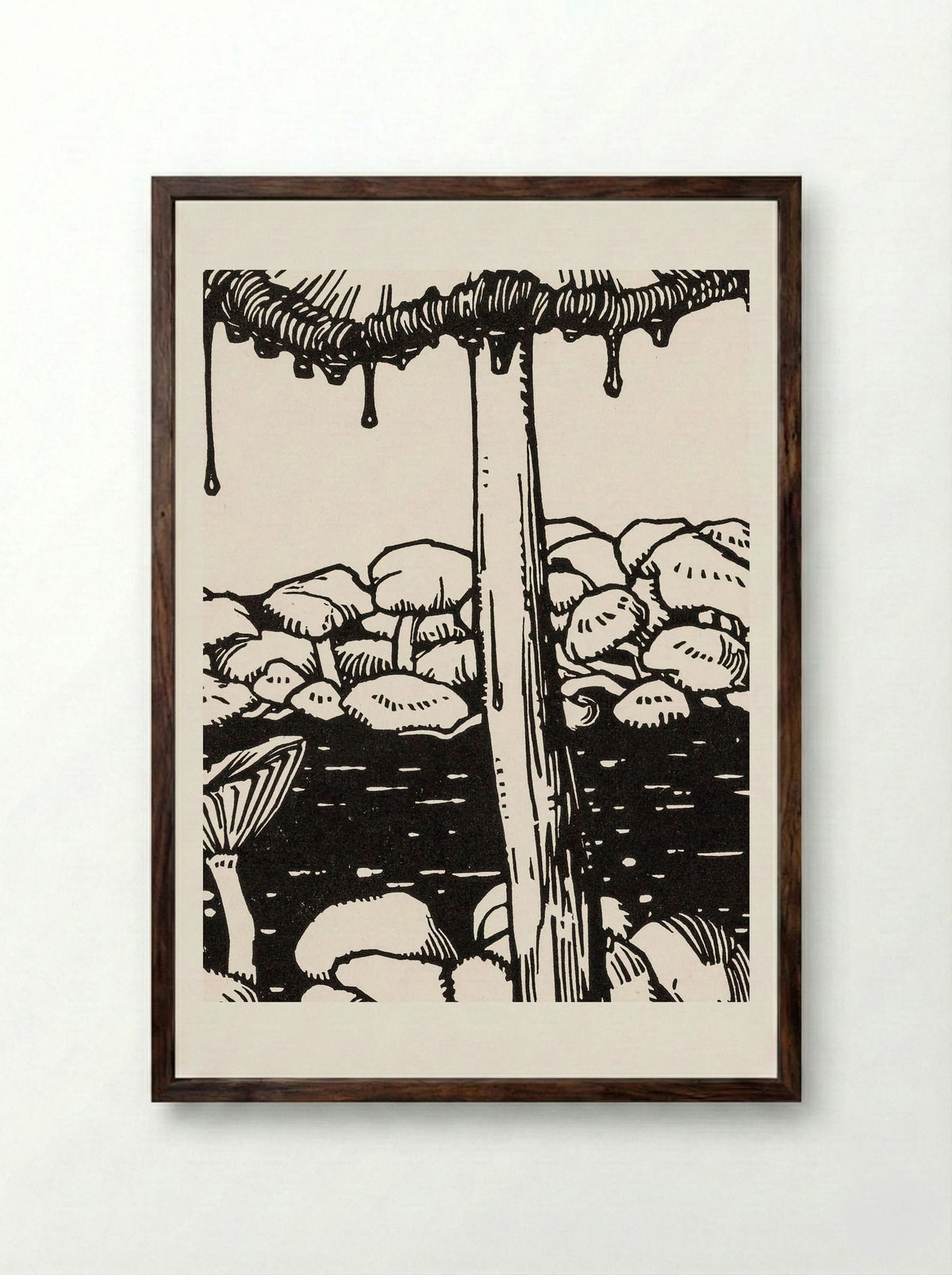 Dripping Mushroom - Julie de Graag - Framed Print Dark Wood