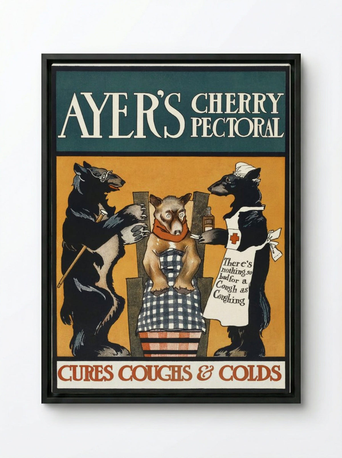Ayer's Cherry Pectoral - Edward Penfield - Framed Canvas Black