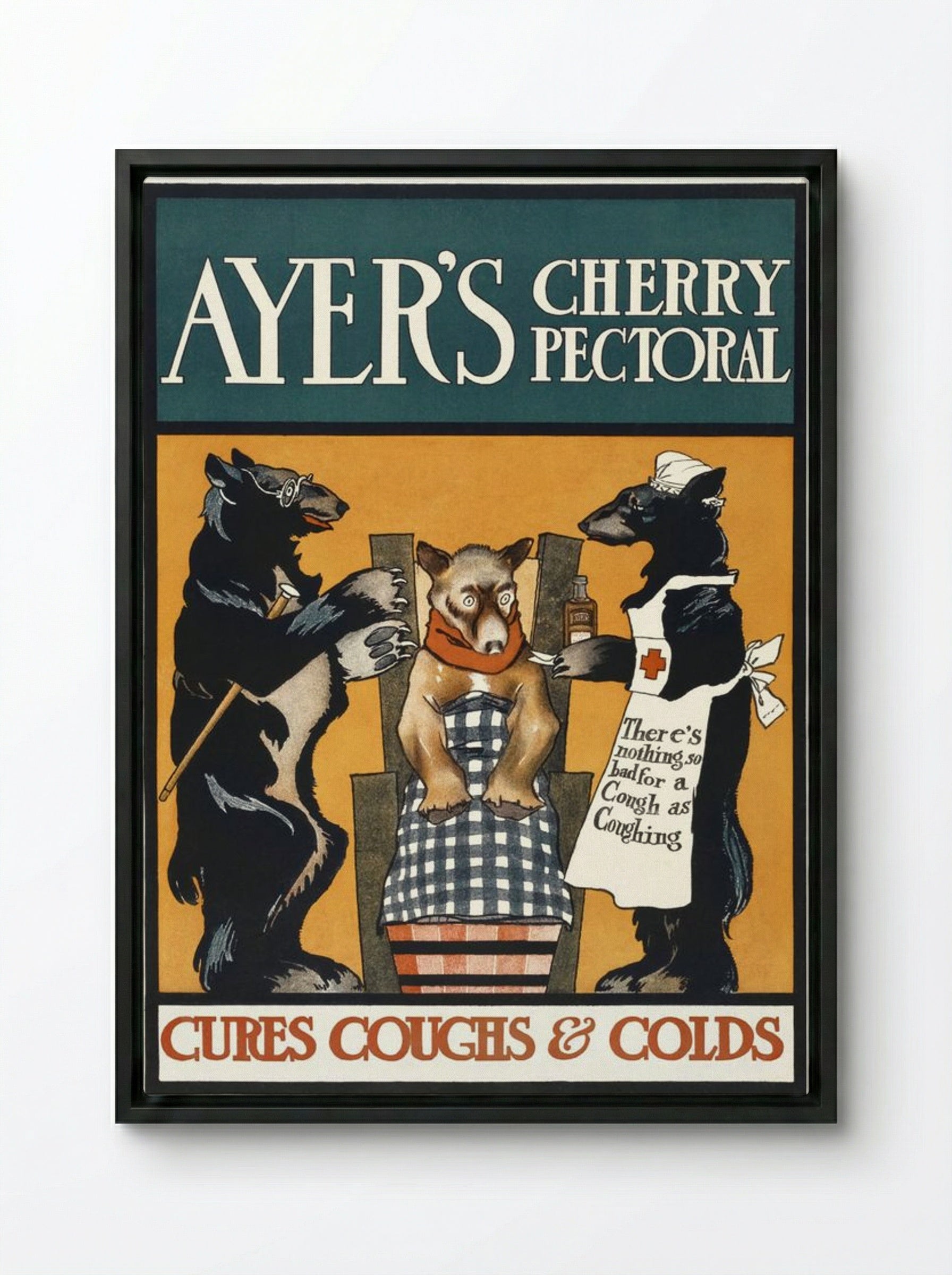 Ayer's Cherry Pectoral - Edward Penfield - Framed Canvas Black