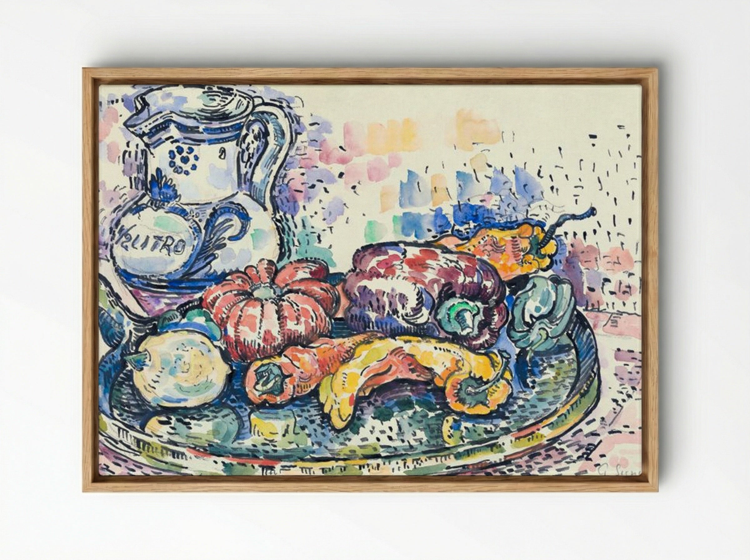 Still Life with Jug - Paul Signac - Framed Canvas Wood