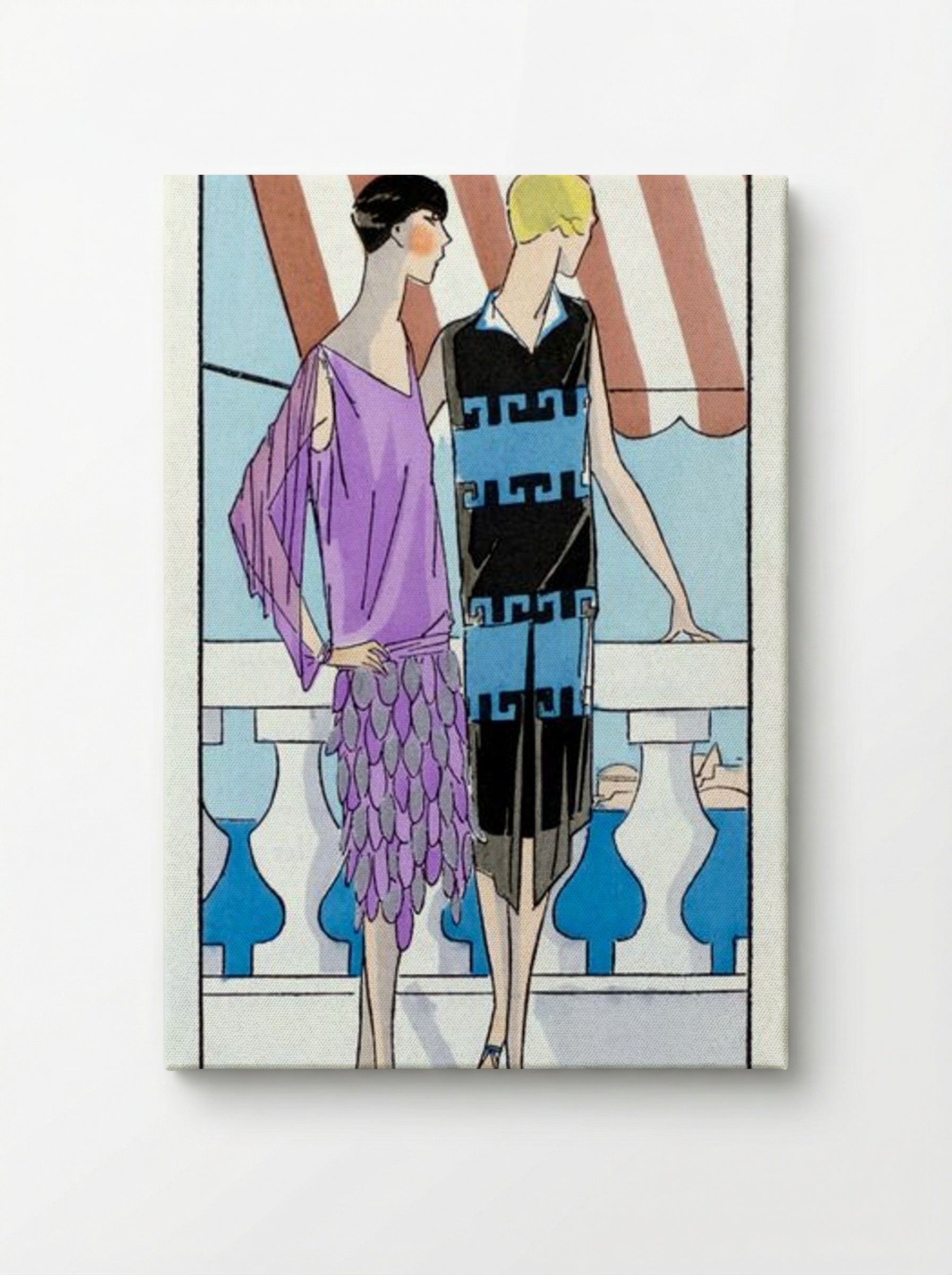 Two Women in Summer Dresses on a Terrace - Brandt and Philippe et Gaston - Canvas