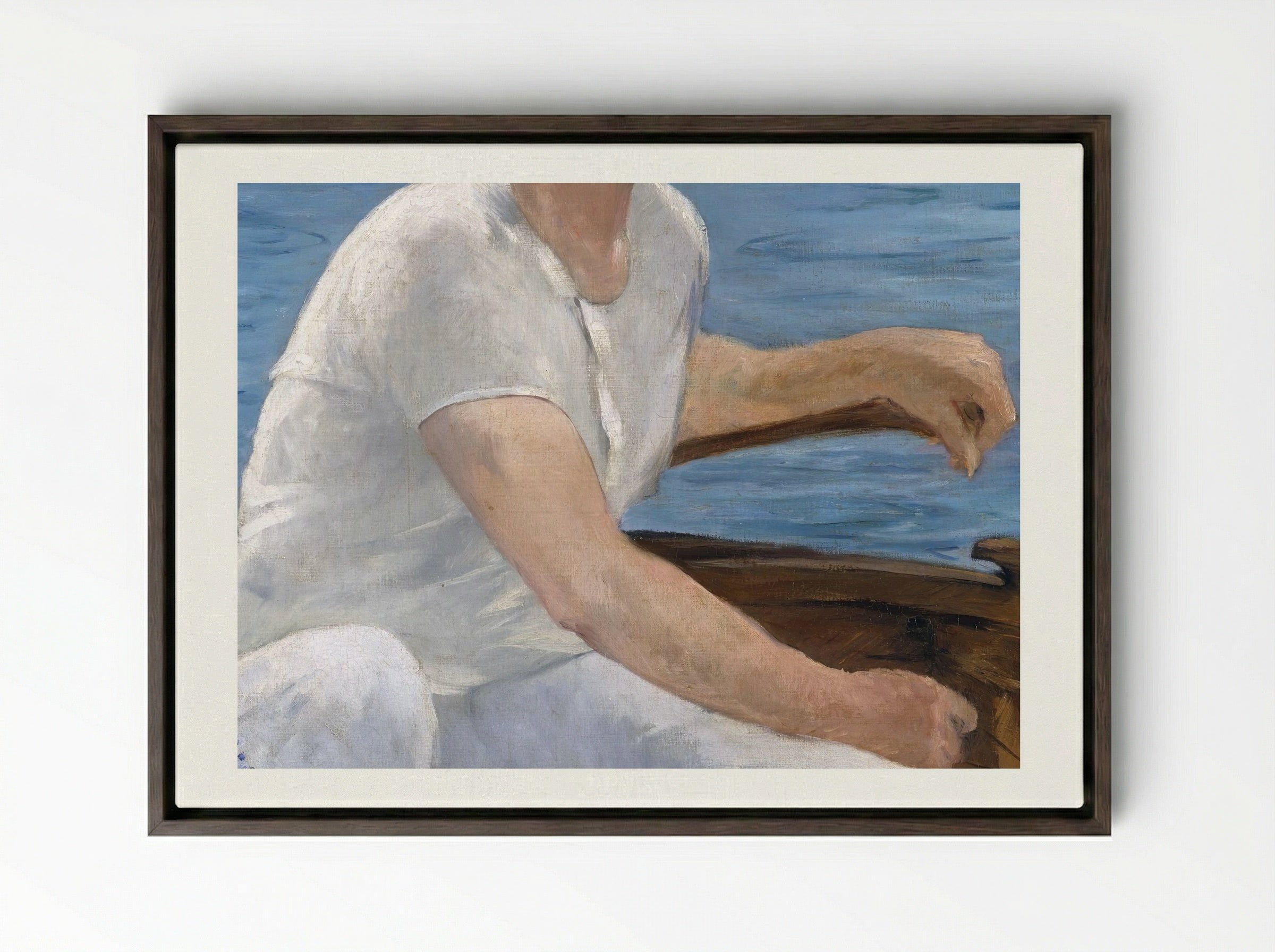 Boating - Édouard Manet - Framed Canvas Dark Wood
