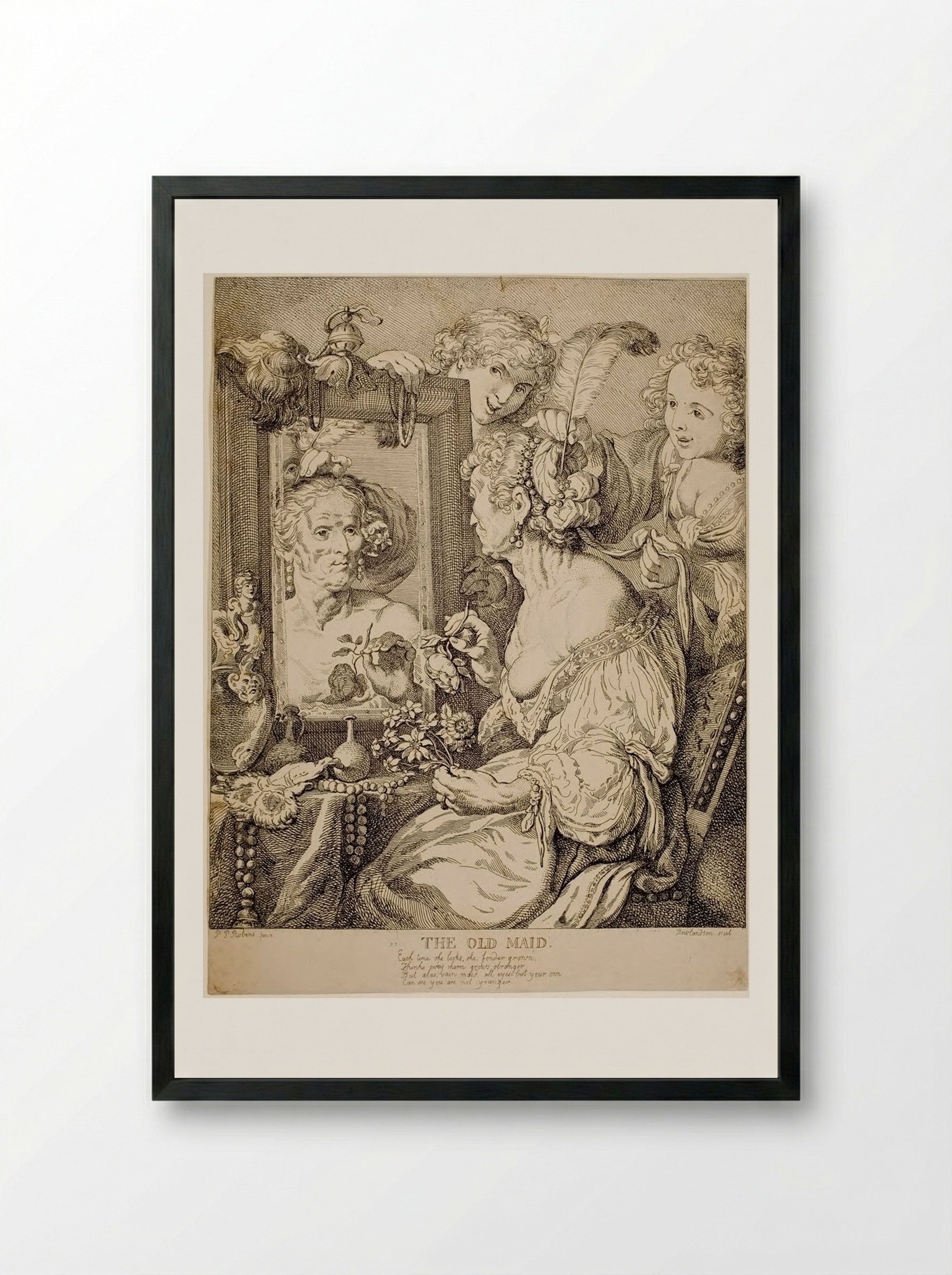 The Old Maid - Thomas Rowlandson - Framed Print Black