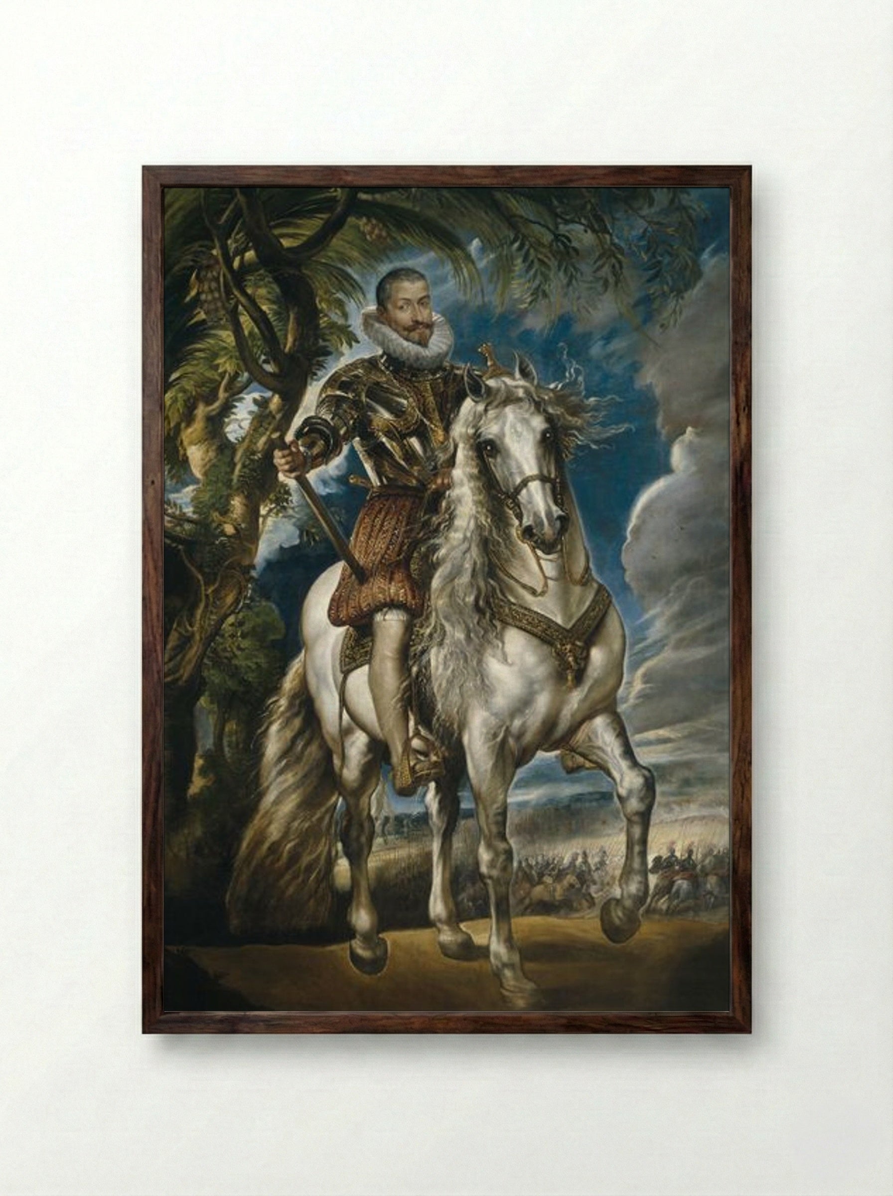 Equestrian Portrait of the Duke of Lerma - Peter Paul Rubens - Framed Print Dark Wood