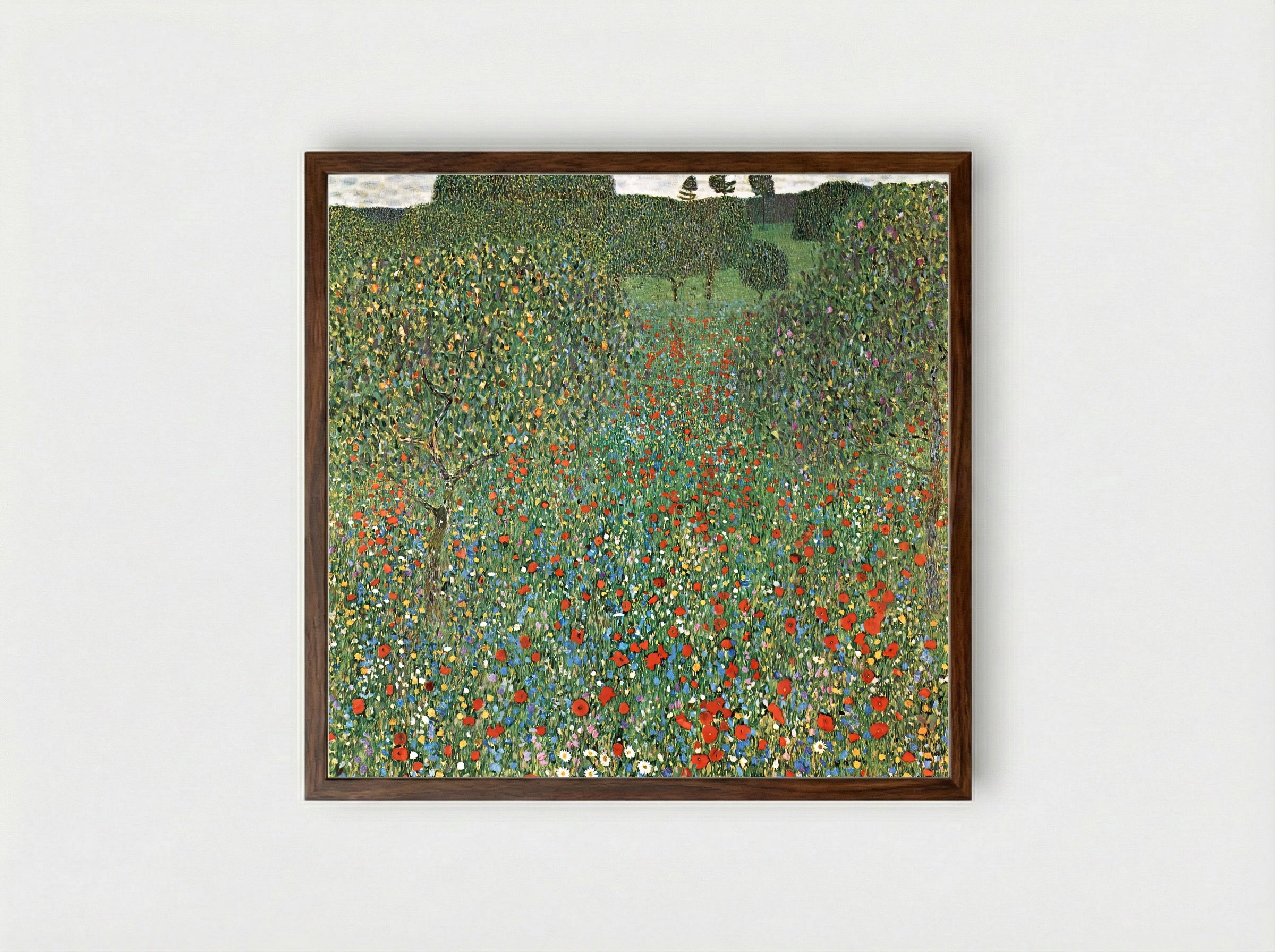 Poppy Field - Gustav Klimt - Framed Print Dark Wood