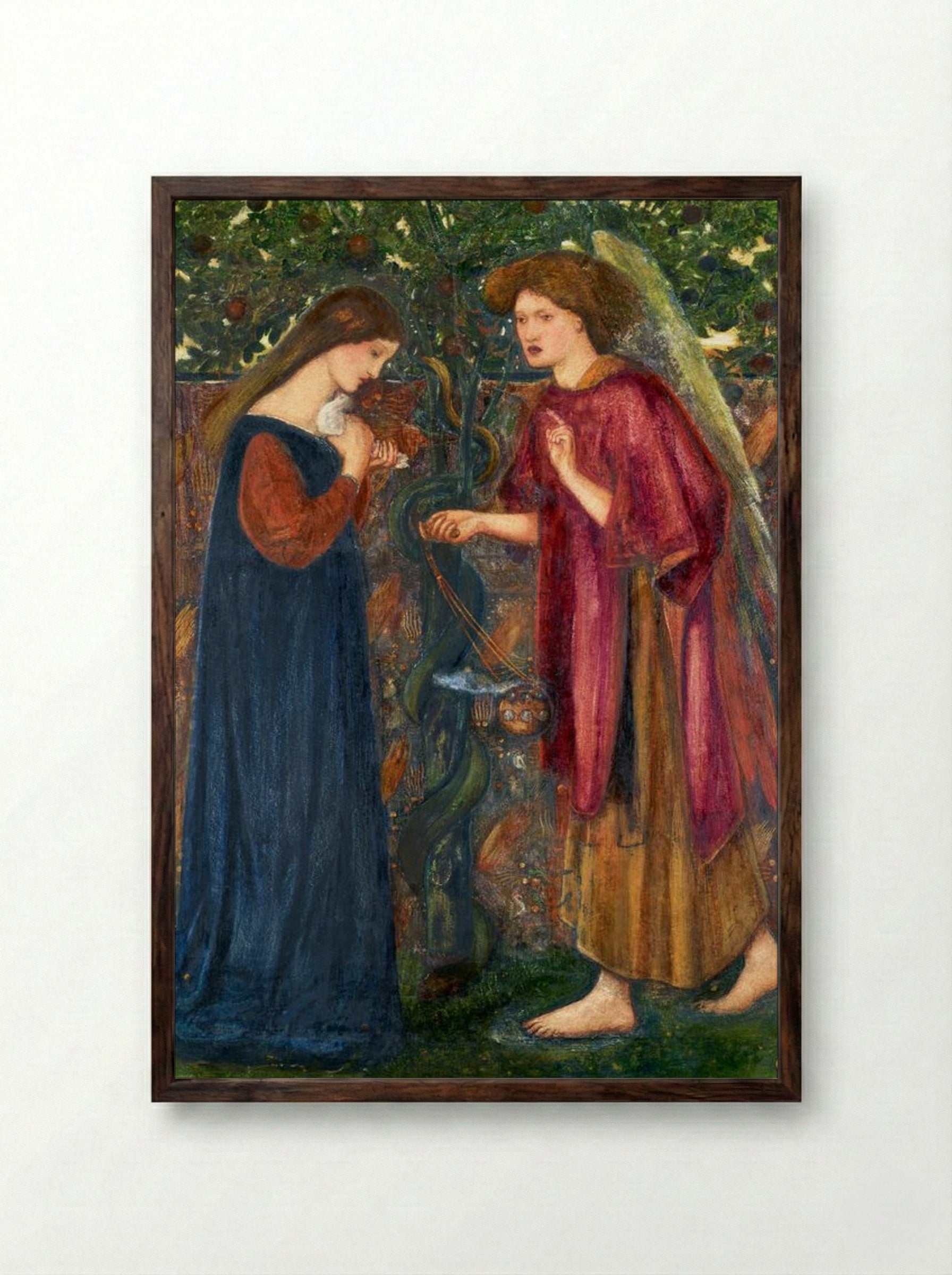 The Annunciation - Edward Burne-Jones - Framed Print Dark Wood