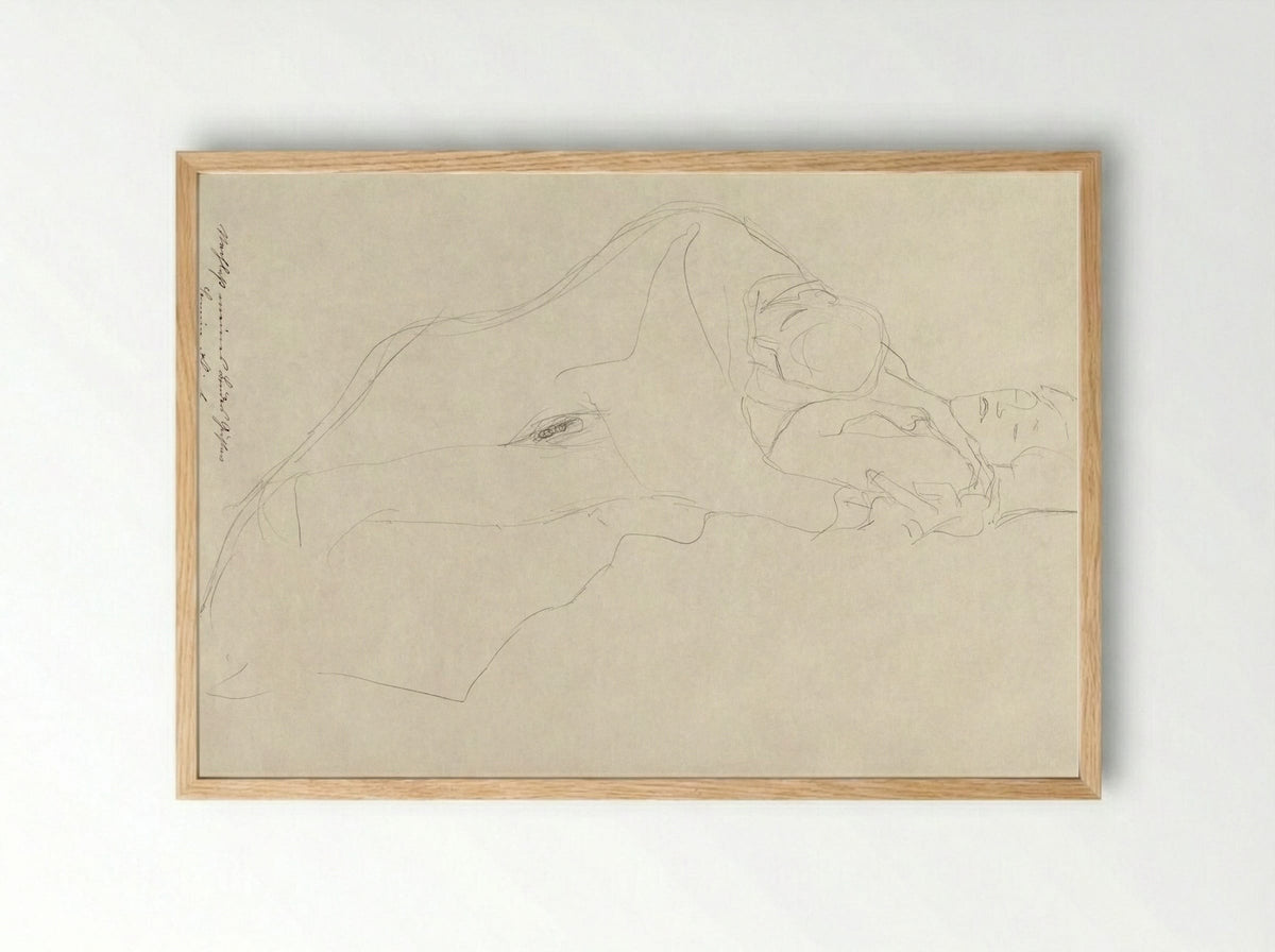 The Lovers - Gustav Klimt - Framed Print Wood