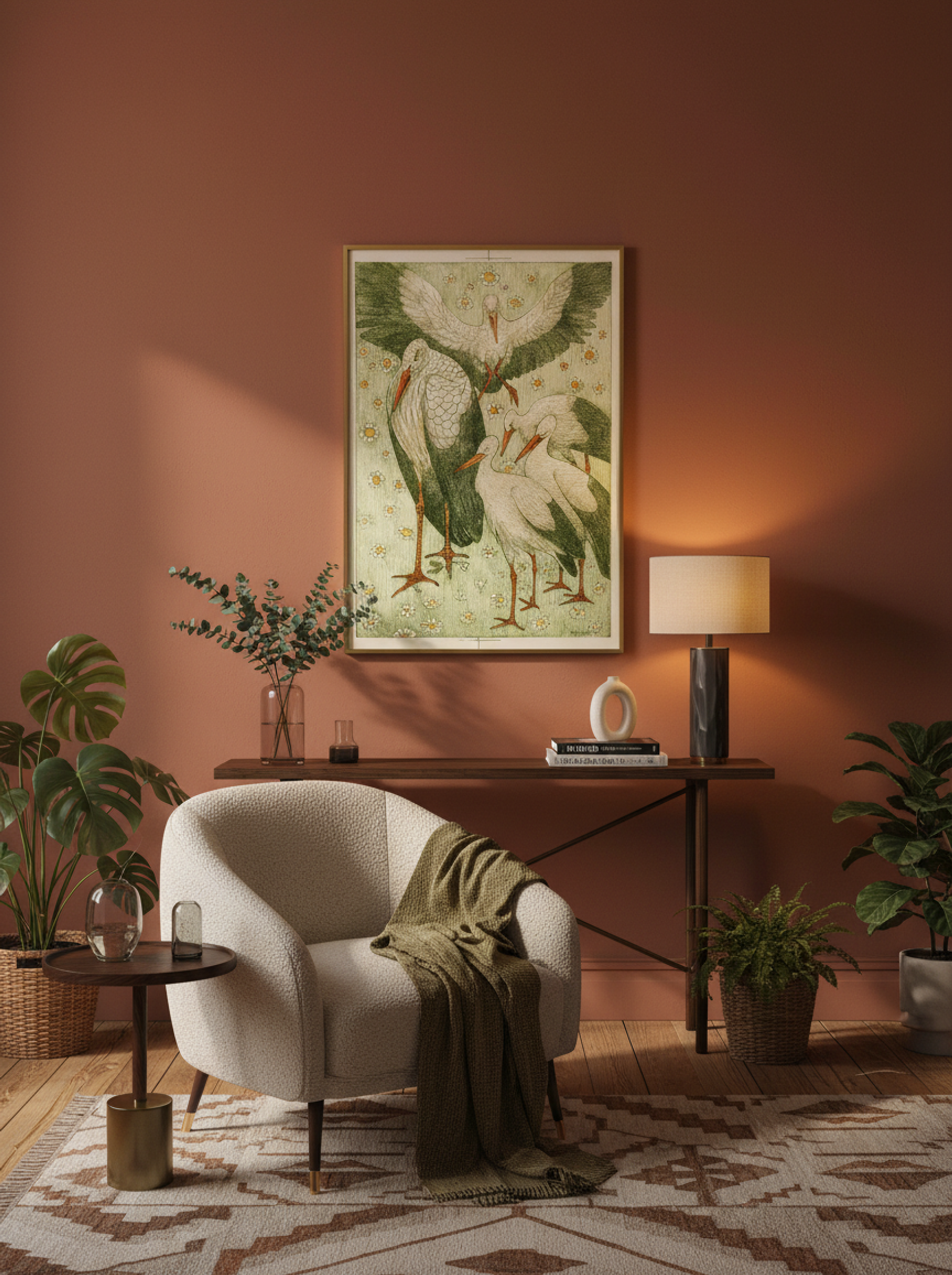 Vijf ooievaars in een wei (Five Storks in a Meadow) - Theo van Hoytema - Lifestyle