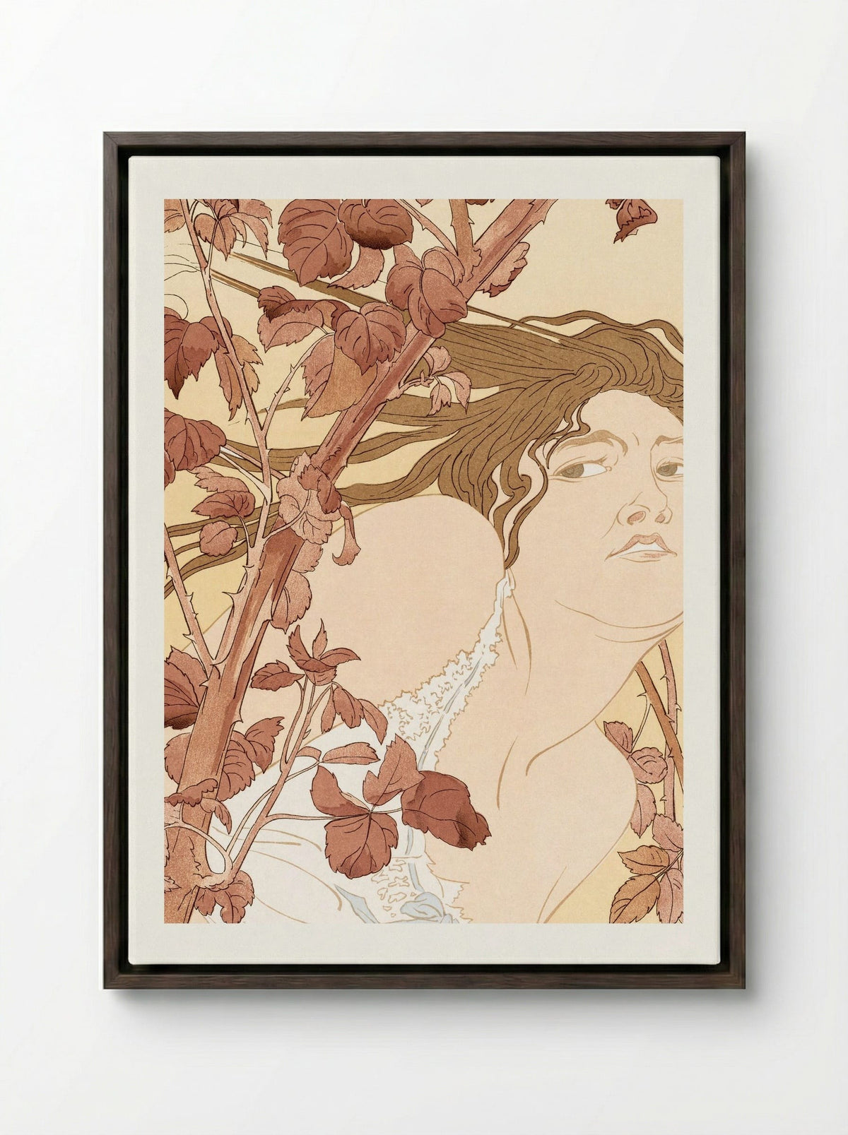 In the Brambles (Dans les ronces) - Henri Detouche - Framed Canvas Dark Wood