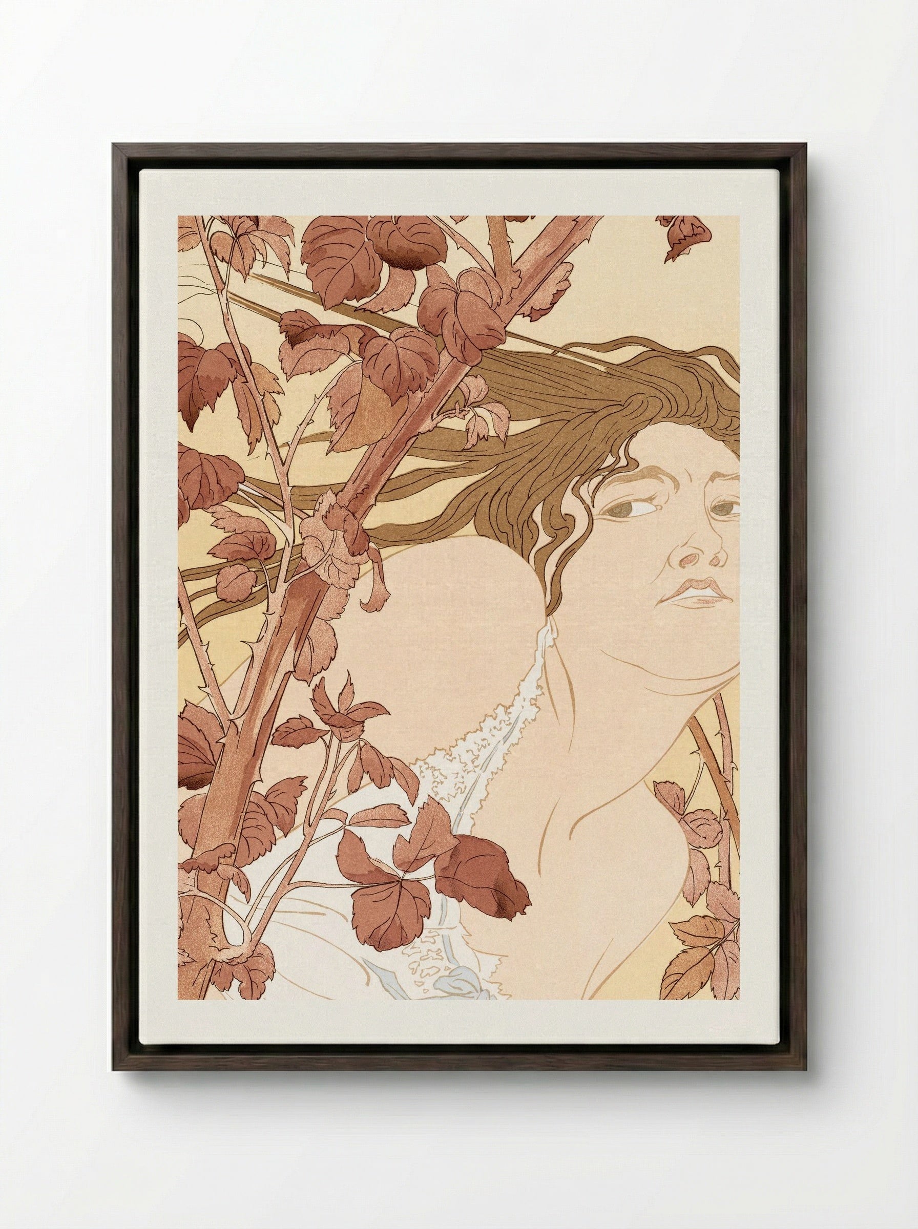 In the Brambles (Dans les ronces) - Henri Detouche - Framed Canvas Dark Wood