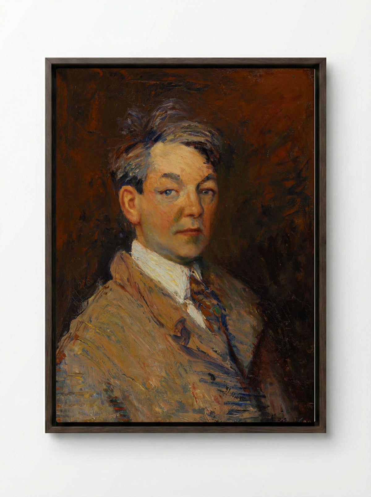 Self-Portrait - William James Glackens - Framed Canvas Dark Wood