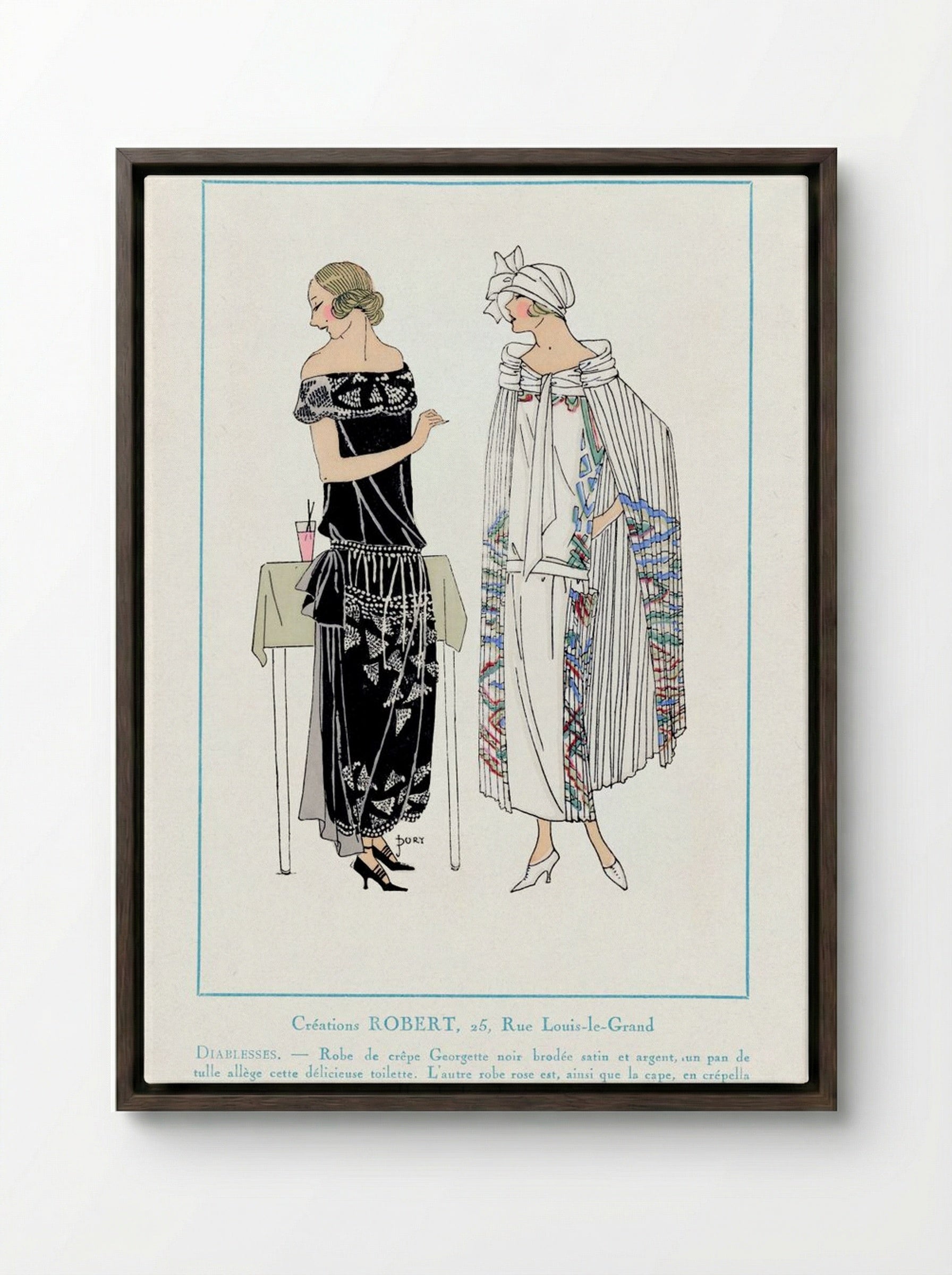 Fashion Plate from Très Parisien, No. 3 - Georges Dory - Framed Canvas Dark Wood