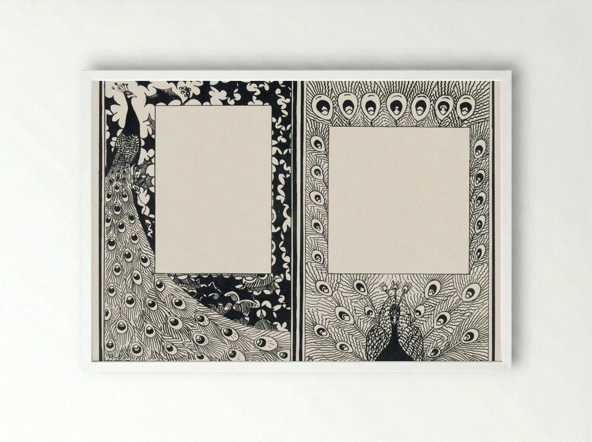 Design for Announcement and Order Card with Peacocks - Jan Toorop - Framed Print White