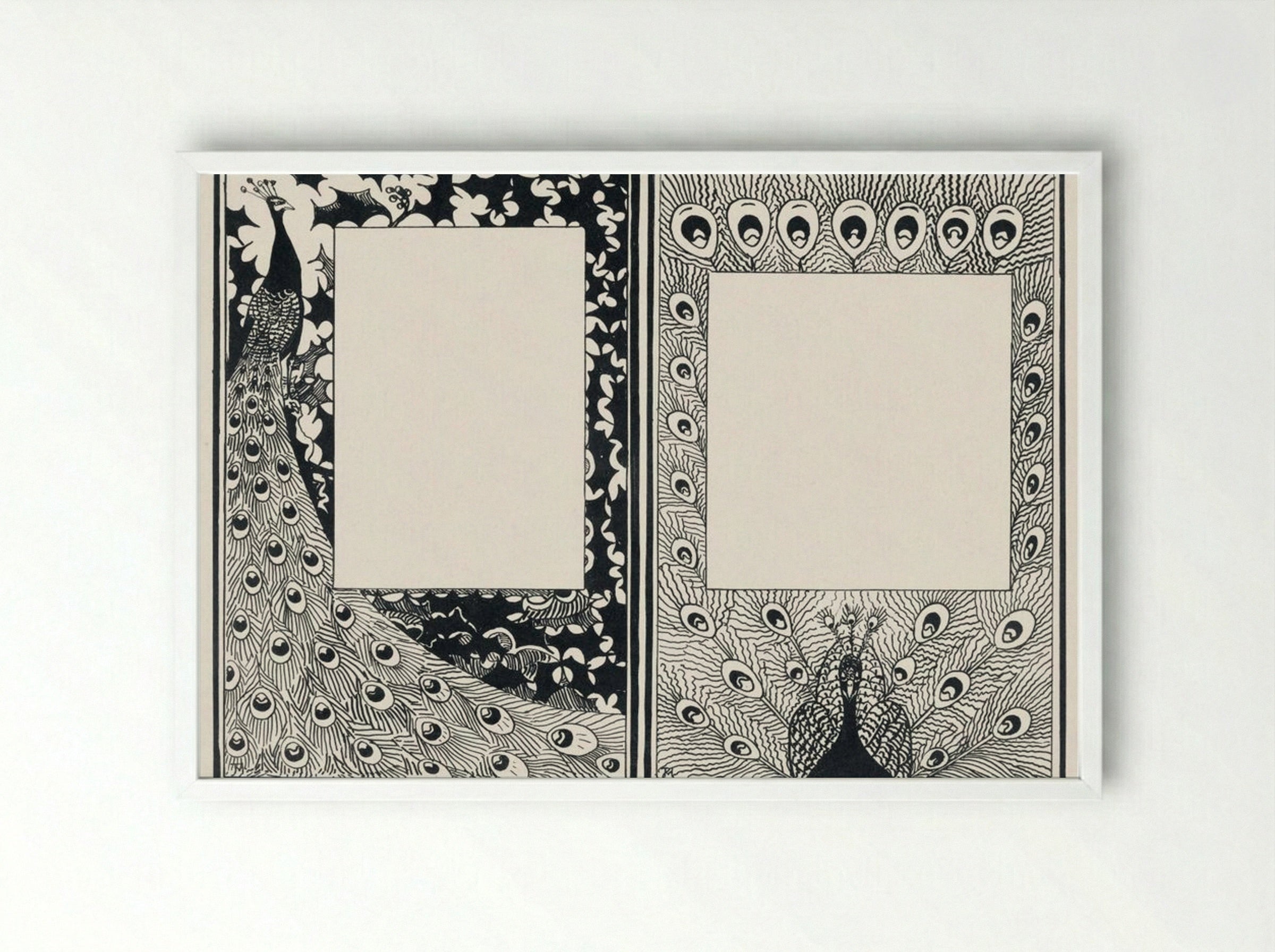 Design for Announcement and Order Card with Peacocks - Jan Toorop - Framed Print White