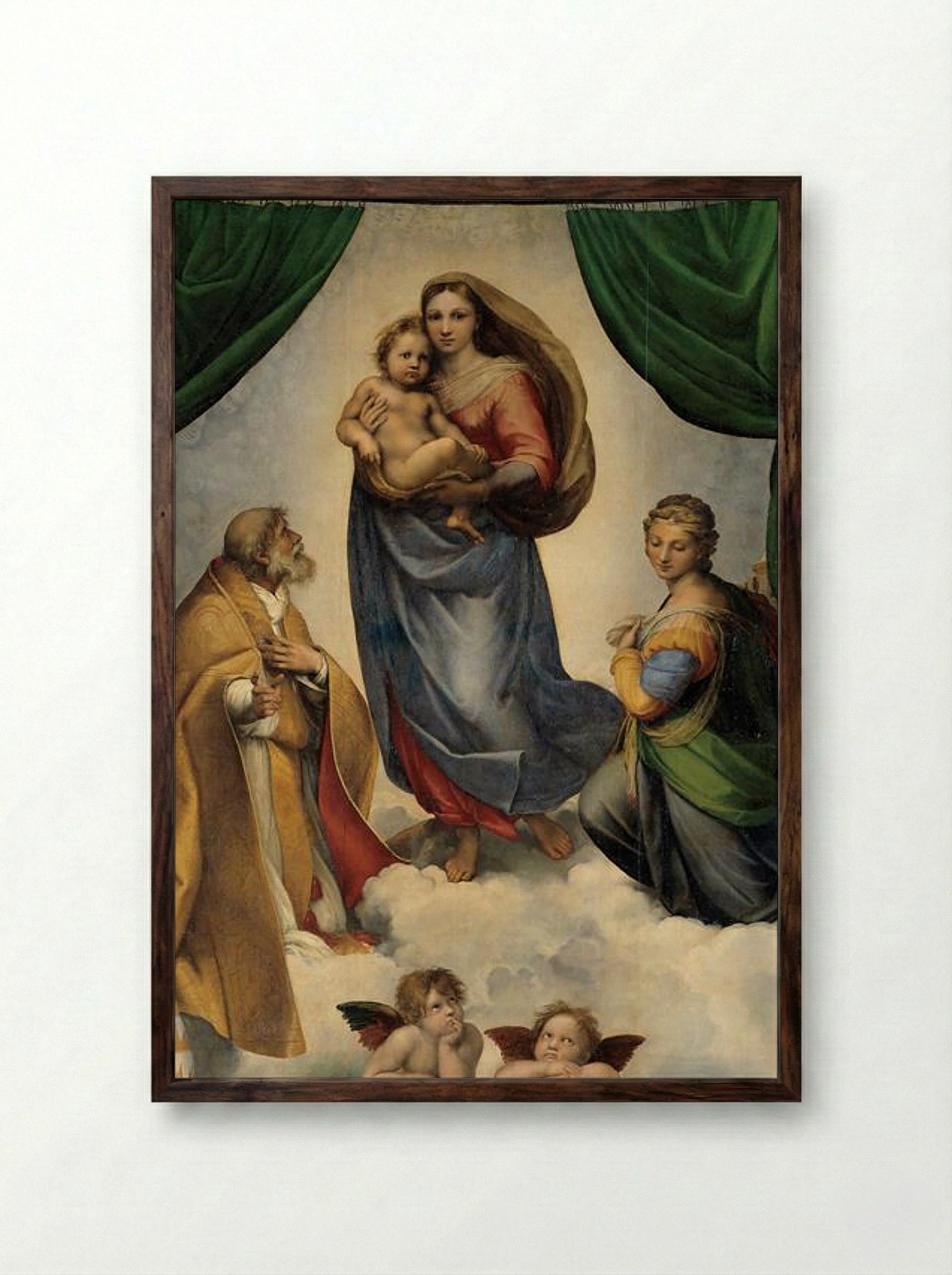 The Sistine Madonna - Raphael - Framed Print Dark Wood