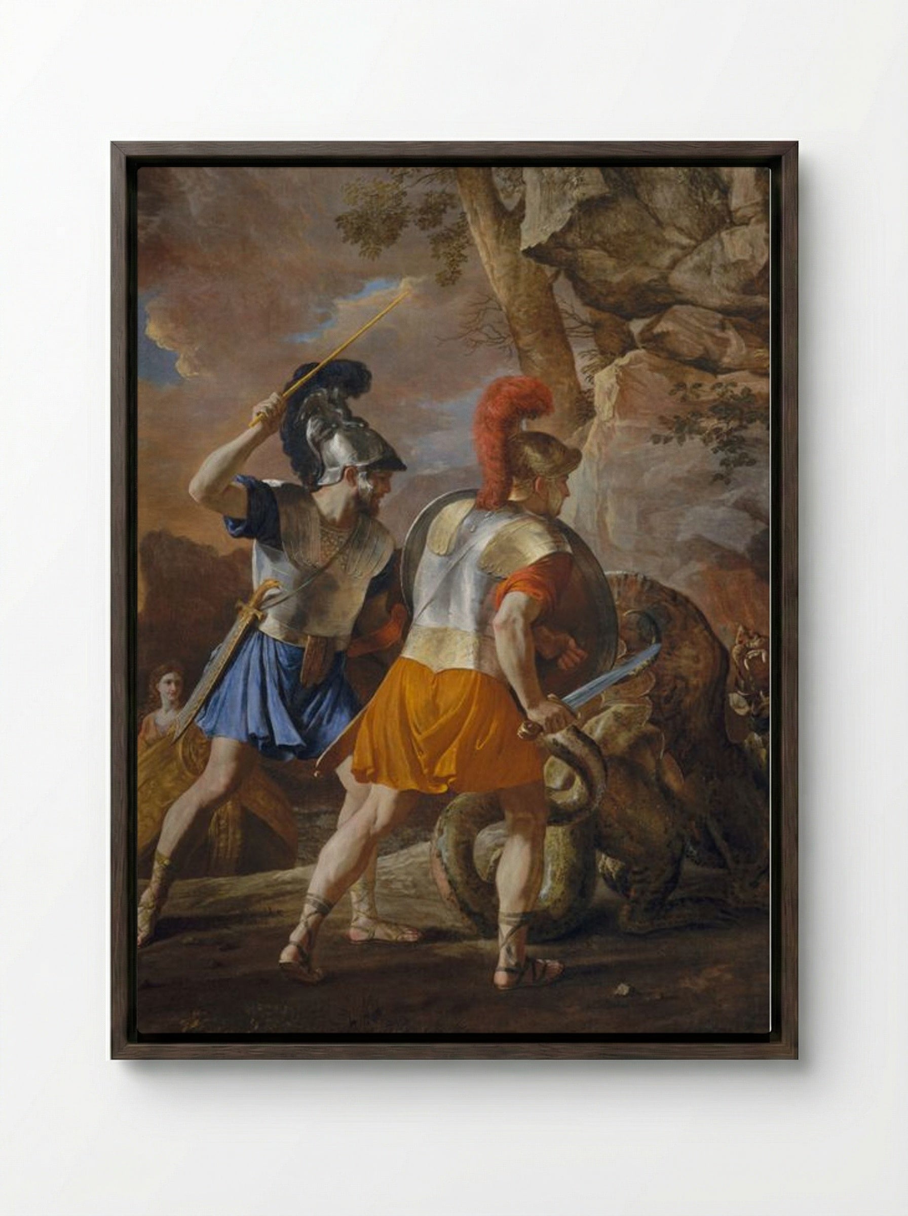 The Companions of Rinaldo - Jean-Honoré Fragonard - Framed Canvas Dark Wood