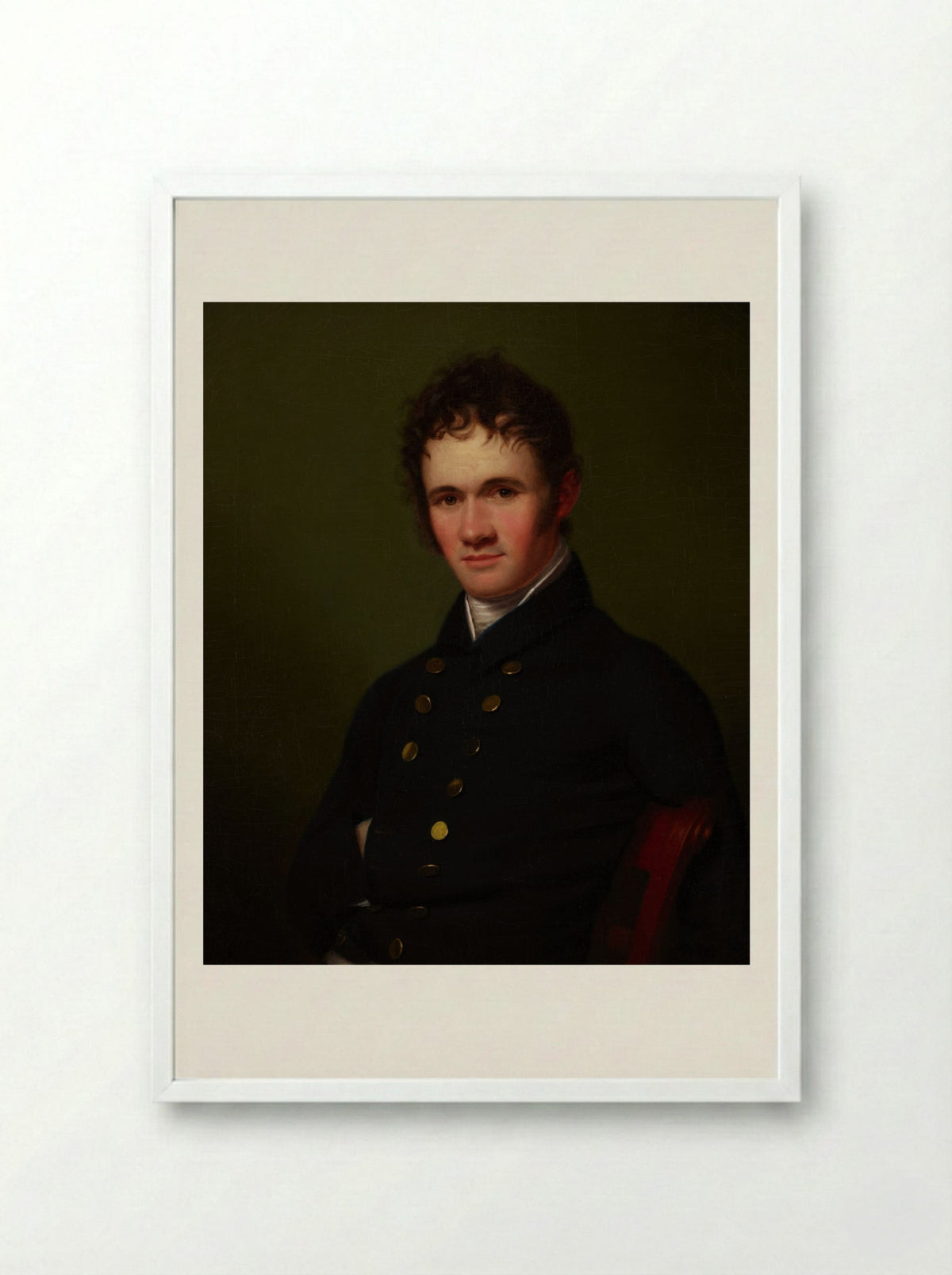 Portrait of a Man, Waist-Length, Seated - Fine Art Print - Framed Print White