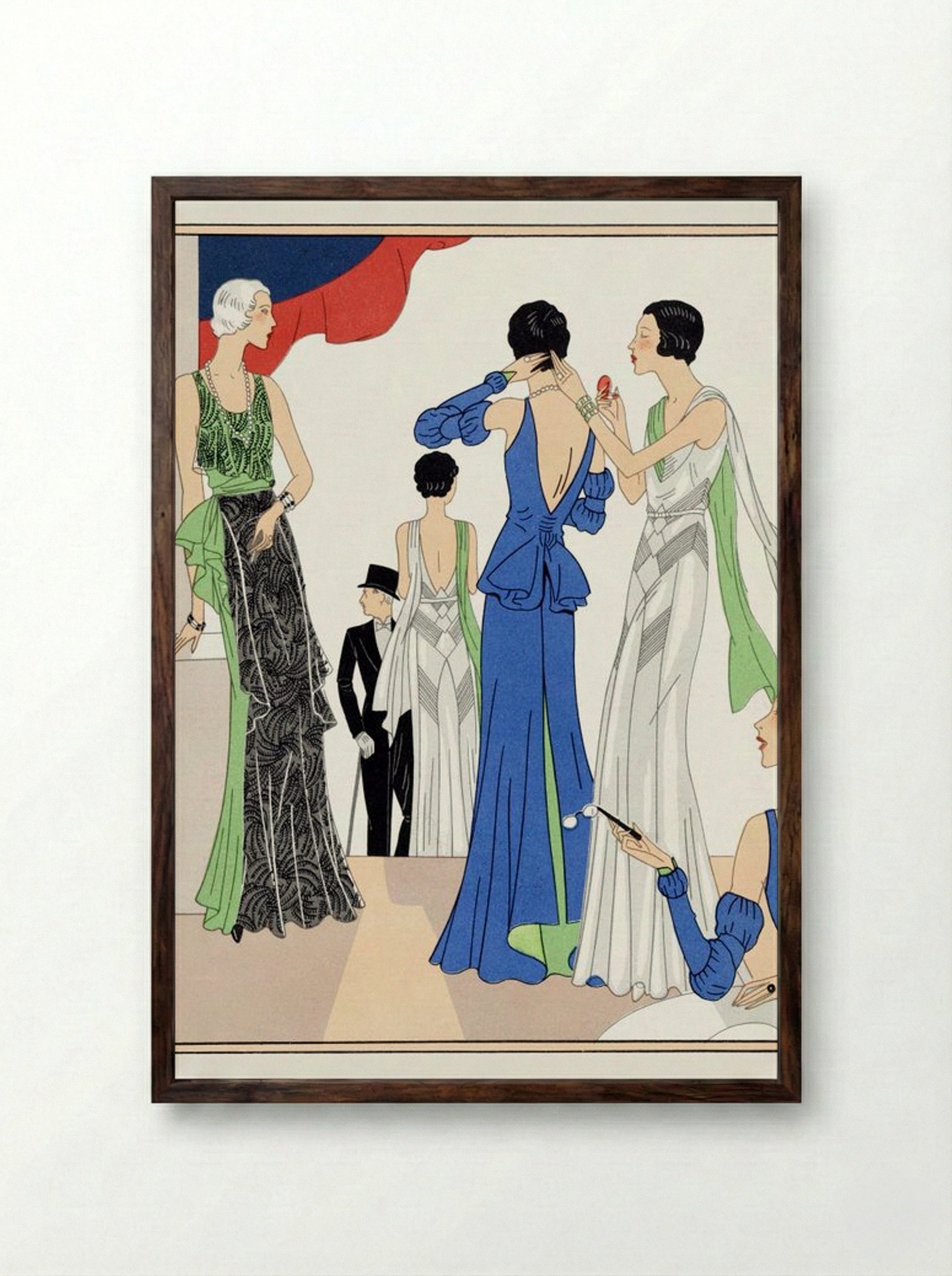 Evening Gowns, 1932 - Joseph Paquin - Framed Print Dark Wood