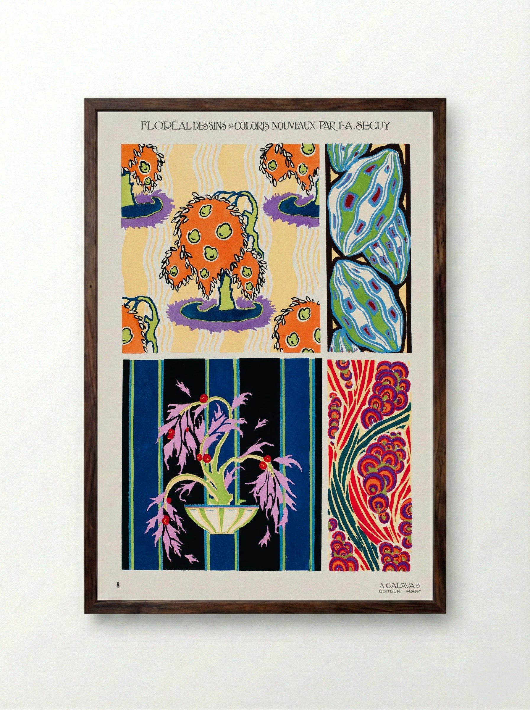 Floréal Dessins & Coloris Nouveaux - Émile-Allain Séguy - Framed Print Dark Wood