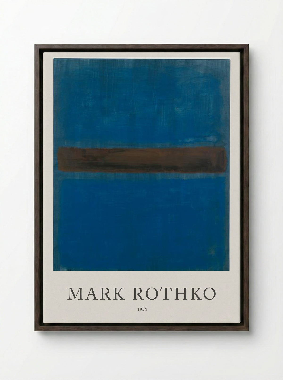 Untitled (Blue, Brown, Blue) - Mark Rothko - Framed Canvas Dark Wood