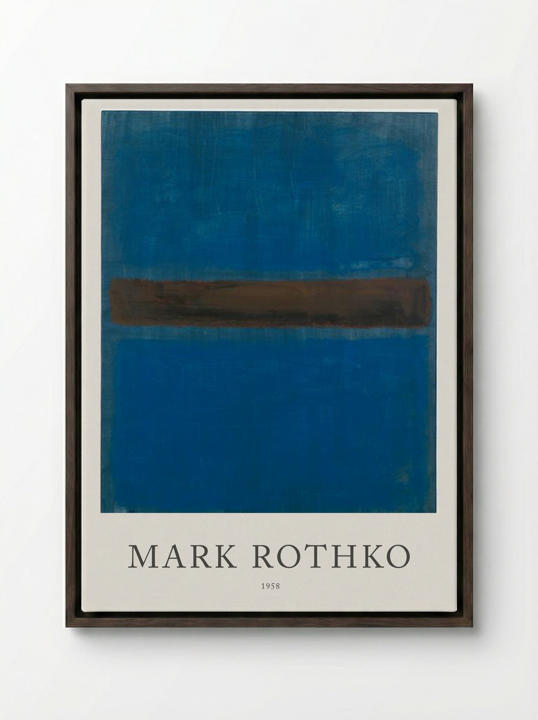 Untitled (Blue, Brown, Blue) - Mark Rothko - Framed Canvas Dark Wood