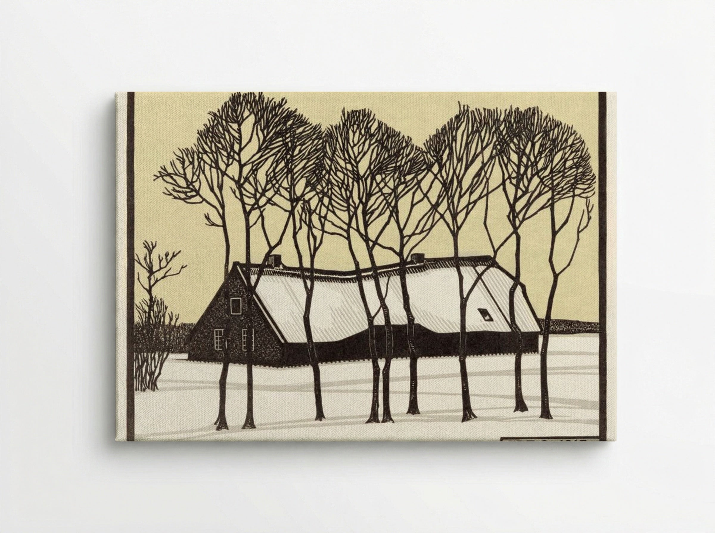 Farm in the Snow - Julie de Graag - Canvas