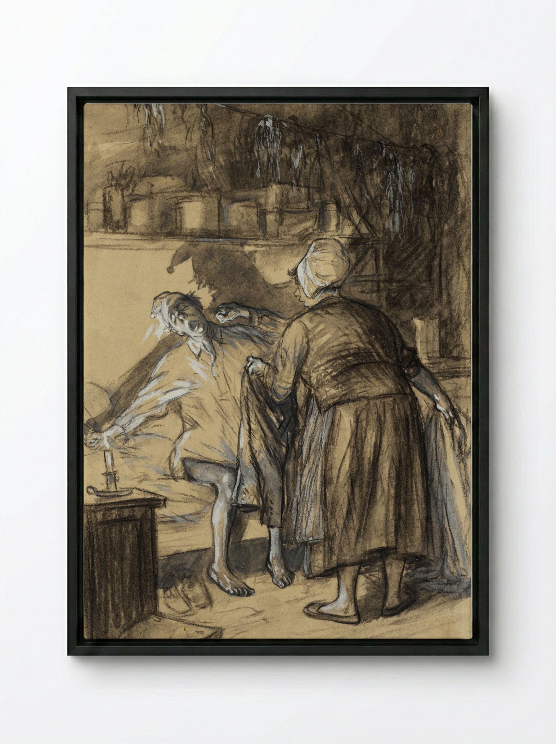 Here Are Your Trousers - William James Glackens - Framed Canvas Black