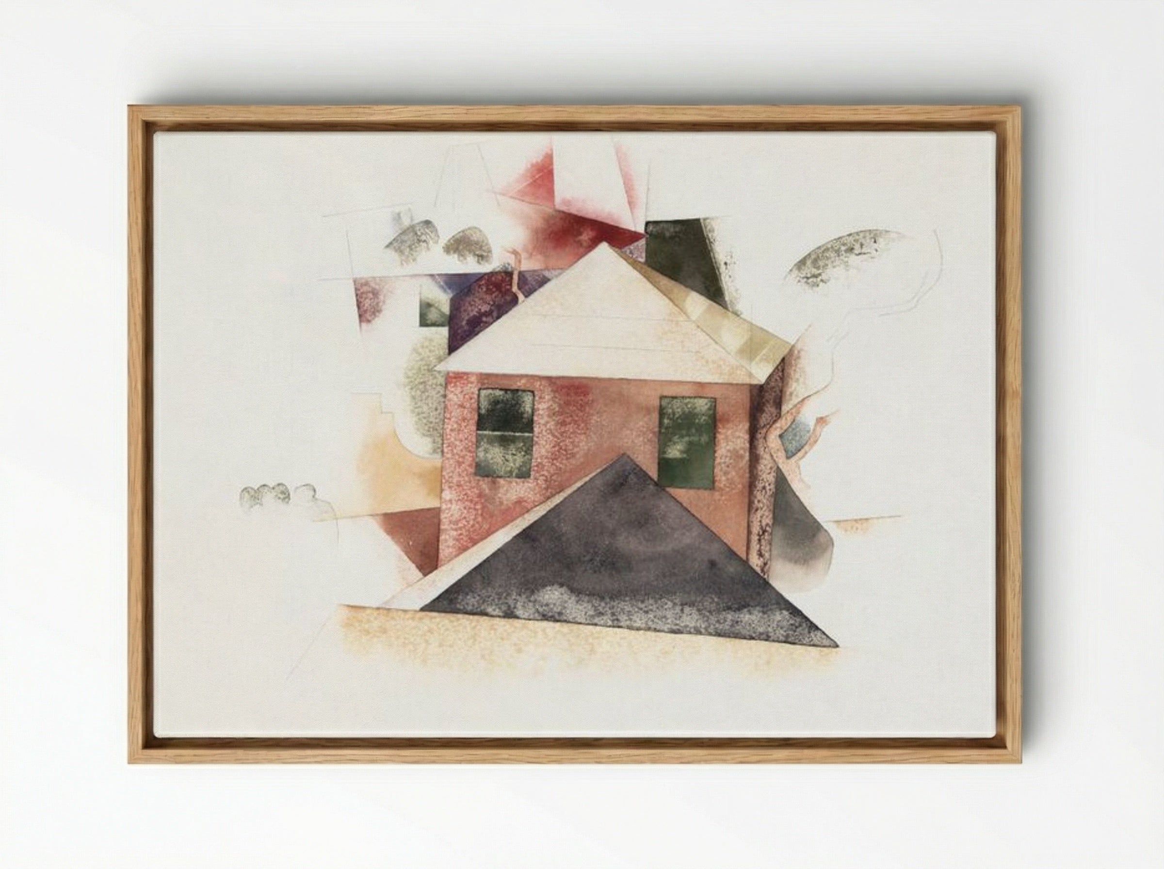 Houses with Red - Charles Demuth - Framed Canvas Wood