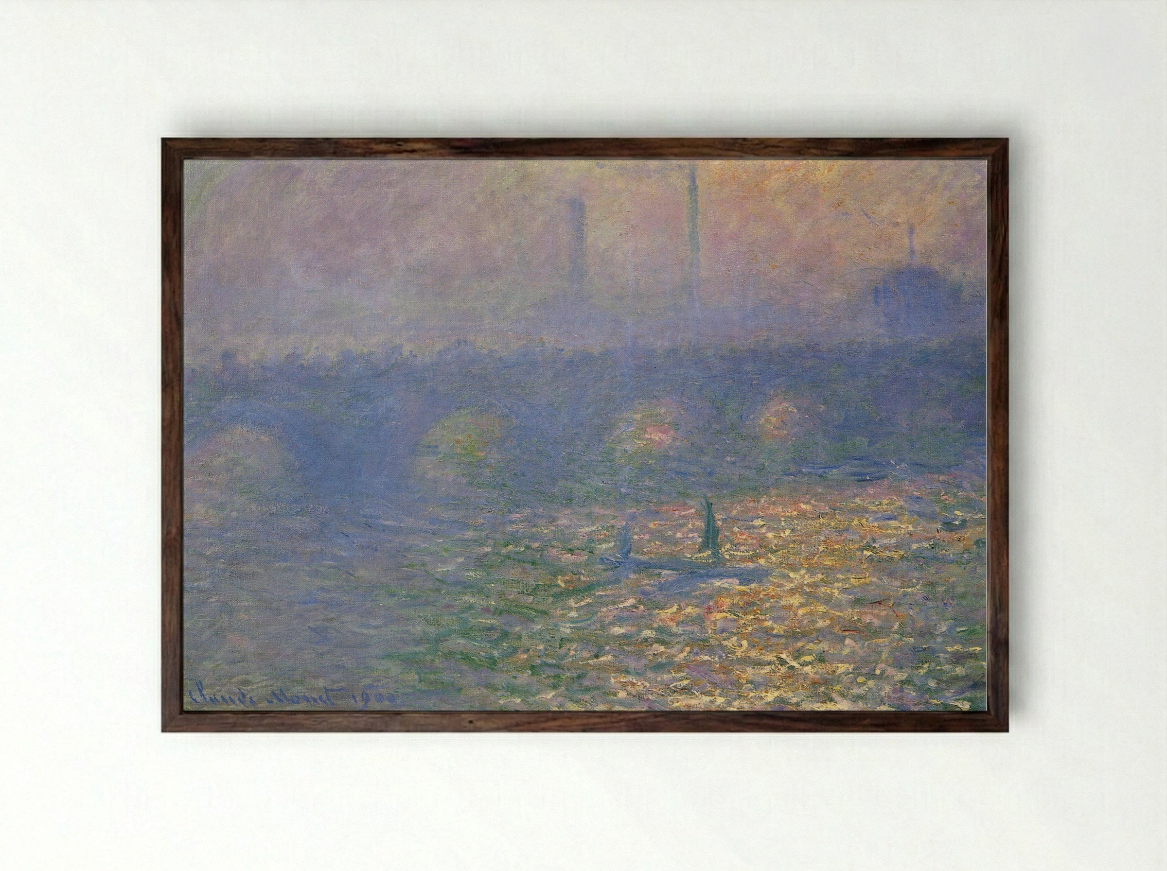 Waterloo Bridge, London - Claude Monet - Framed Print Dark Wood