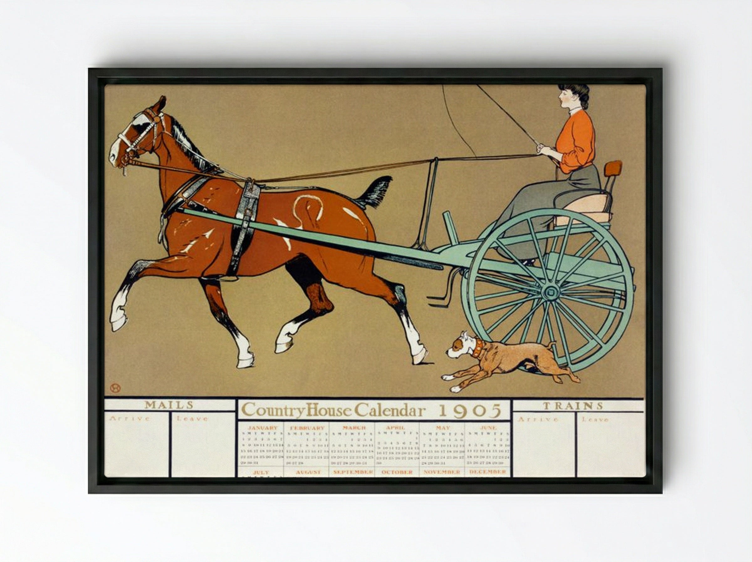 Country House Calendar 1905 - Edward Penfield - Framed Canvas Black