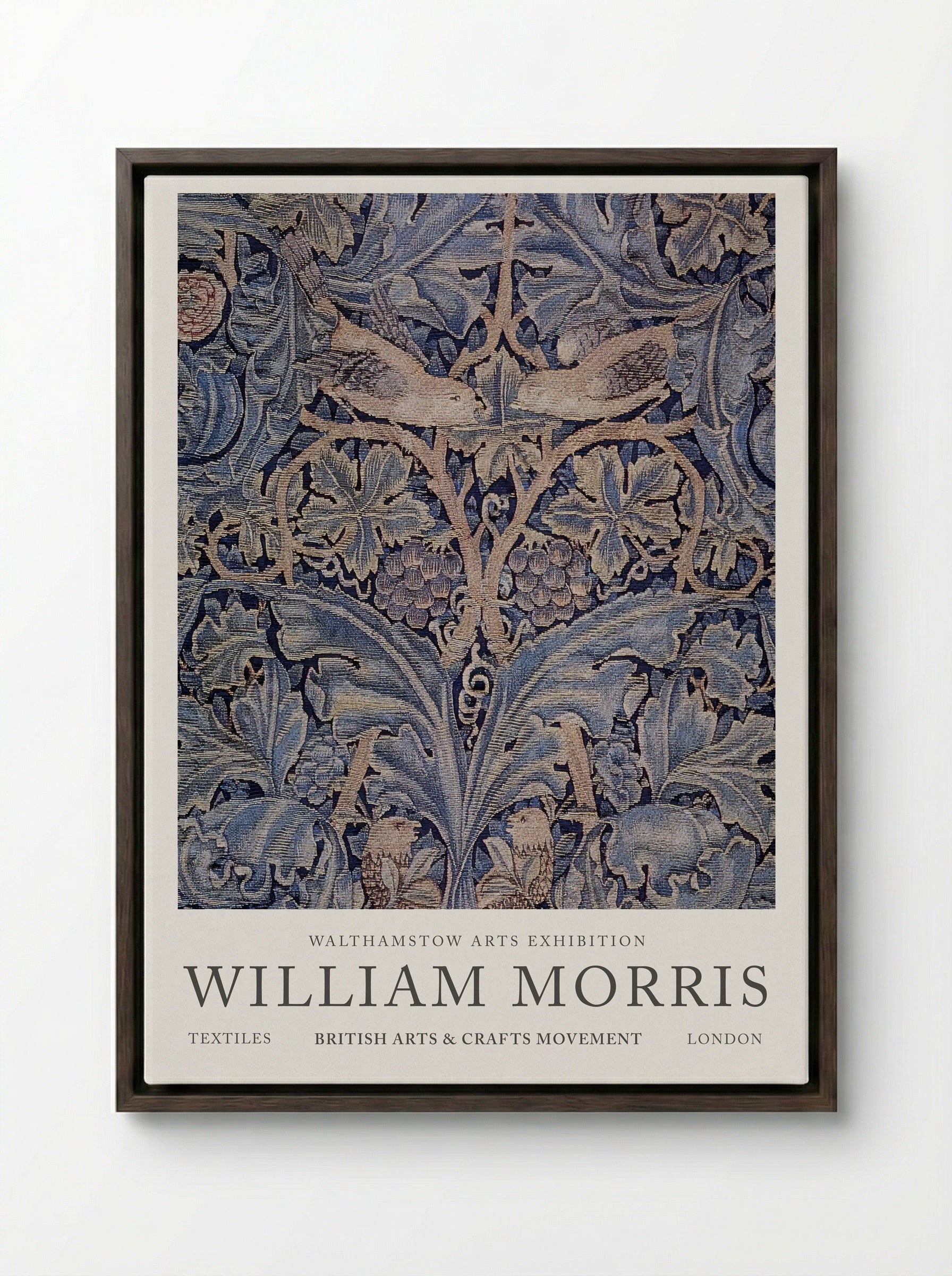 Cabbage and Vine Tapestry - William Morris - Framed Canvas Dark Wood