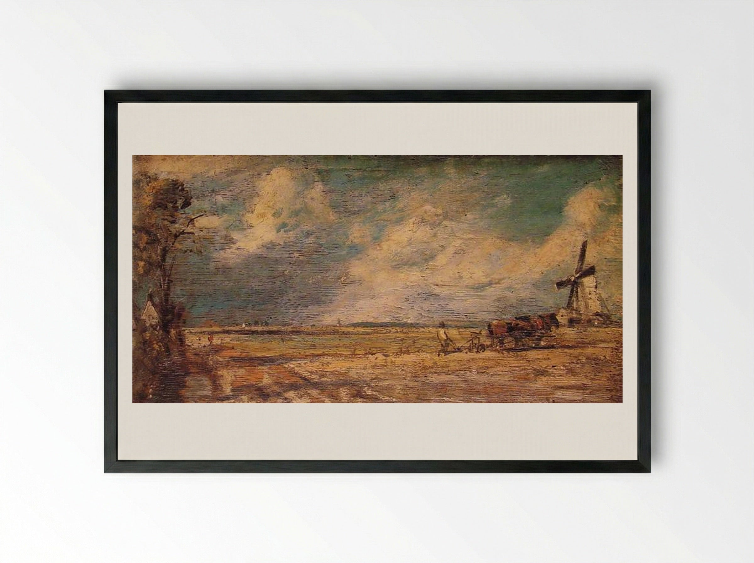 Spring Ploughing - John Constable - Framed Print Black
