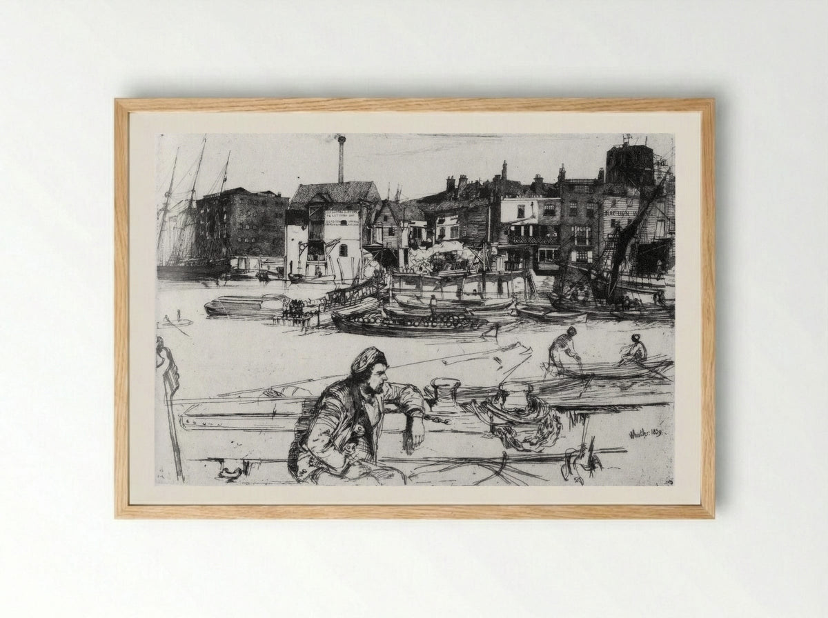 Black Lion Wharf - James McNeill Whistler - Framed Print Wood