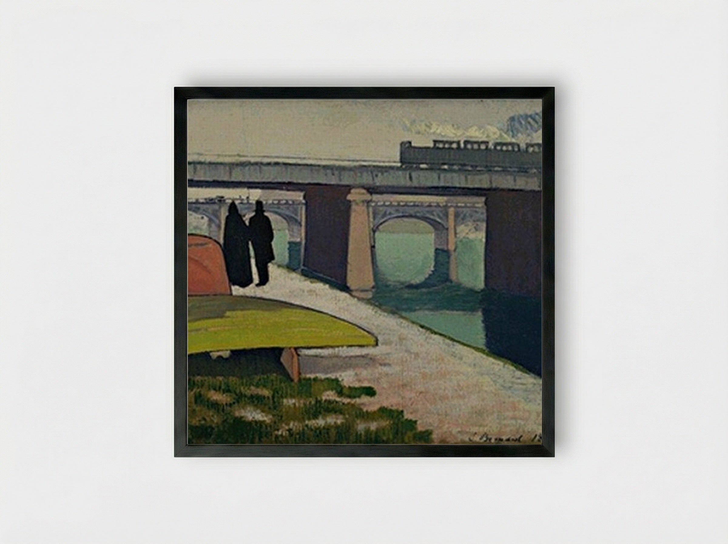 Iron Bridges at Asnières - Émile Bernard - Framed Print Black
