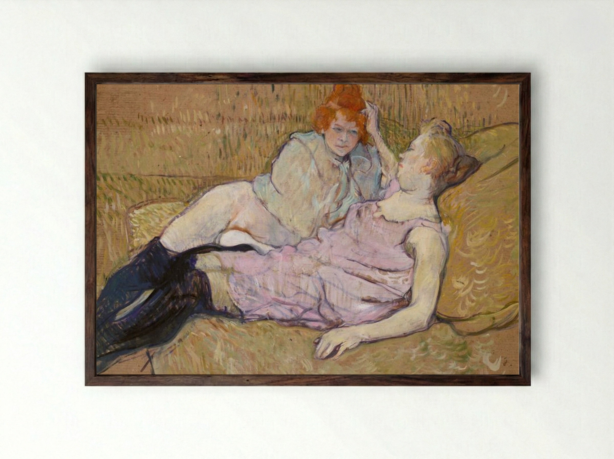 The Sofa - Henri de Toulouse-Lautrec - Framed Print Dark Wood