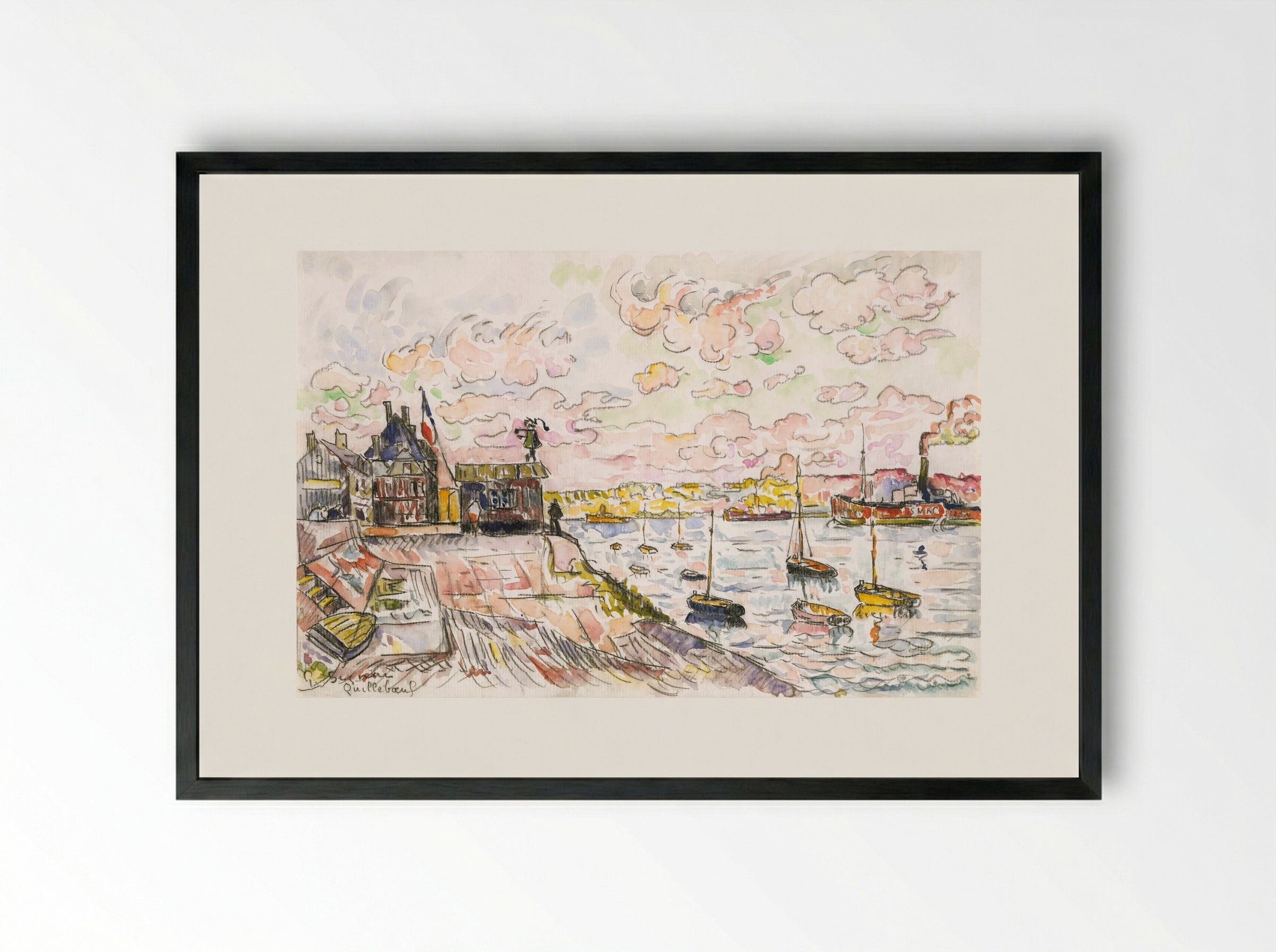 Quilleboeuf - Paul Signac - Framed Print Black