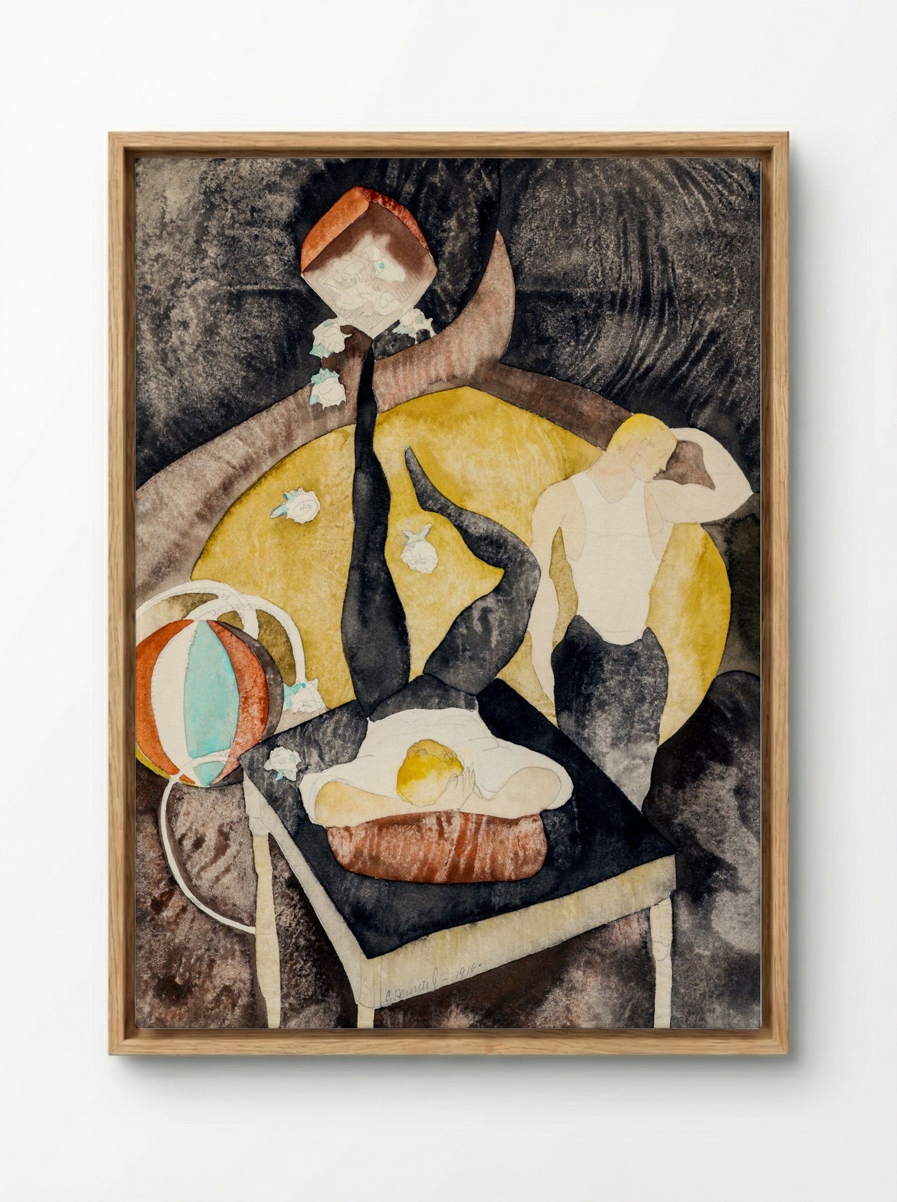 In Vaudeville: Two Acrobat-Jugglers - Charles Demuth - Framed Canvas Wood