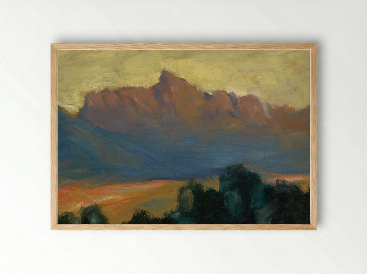 Mountain Landscape at Sunset - Zolo Palugyay - Framed Print Wood